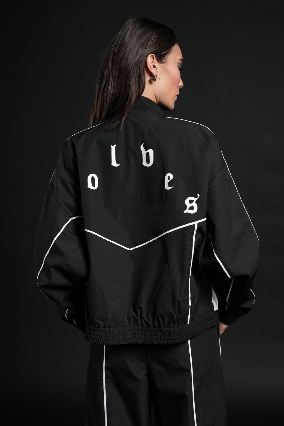Darc Sport Wolves Unisex Pyramid Quinn Track Jacket in Black/Sand