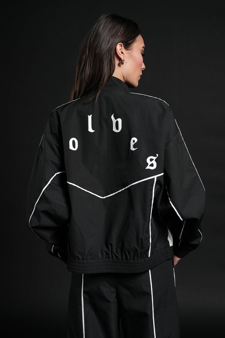 Darc Sport Wolves Unisex Pyramid Quinn Track Jacket in Black/Sand