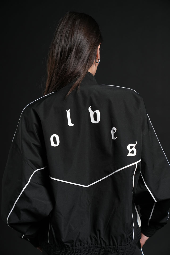 Darc Sport Wolves Unisex Pyramid Quinn Track Jacket in Black/Sand