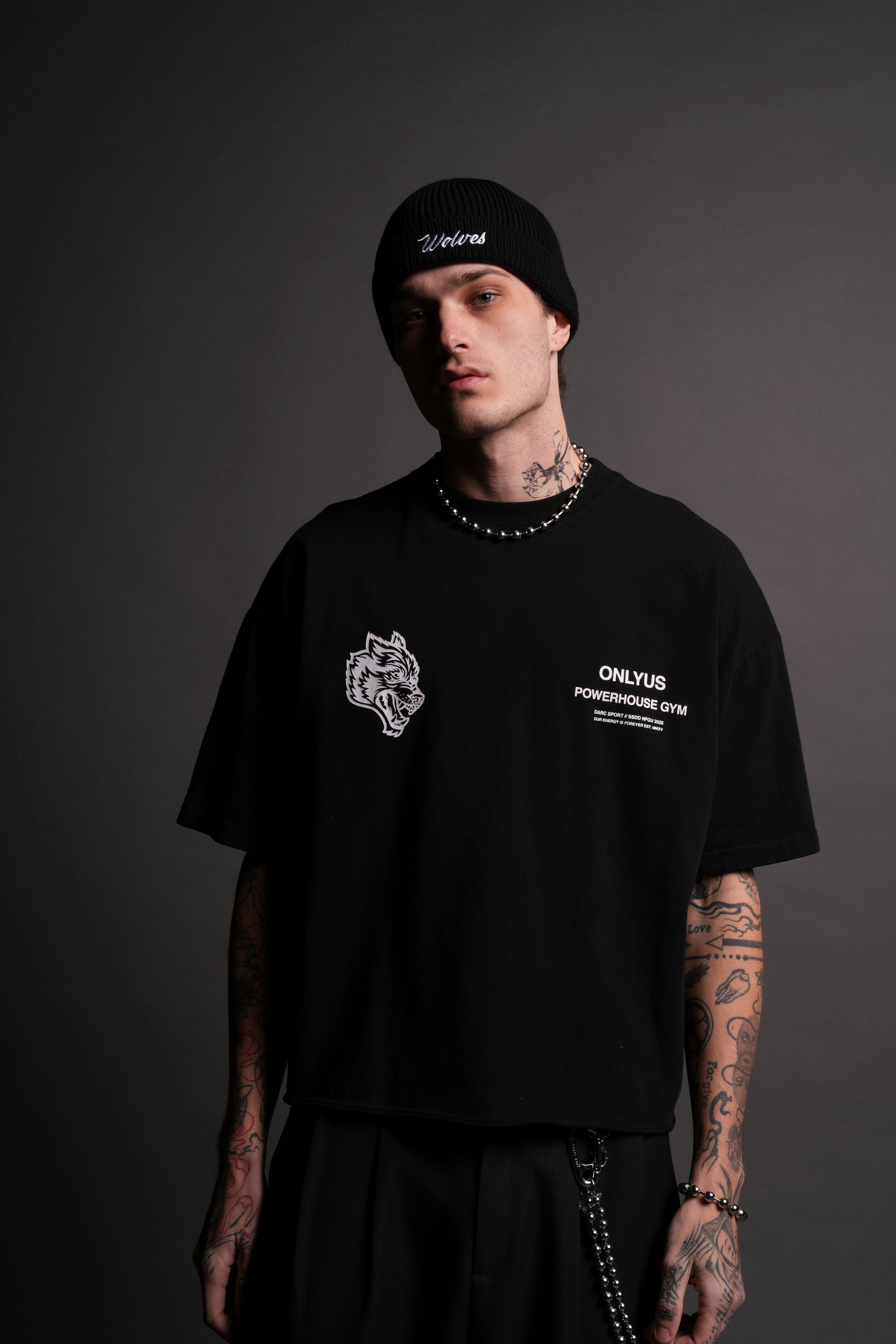 Only Us Gym Premium Raw Hem "Box Cut" Tee in Black