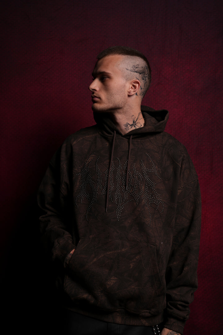 Hesh Stud "Grunge" Hoodie in Brown Driftwood Forest Camo