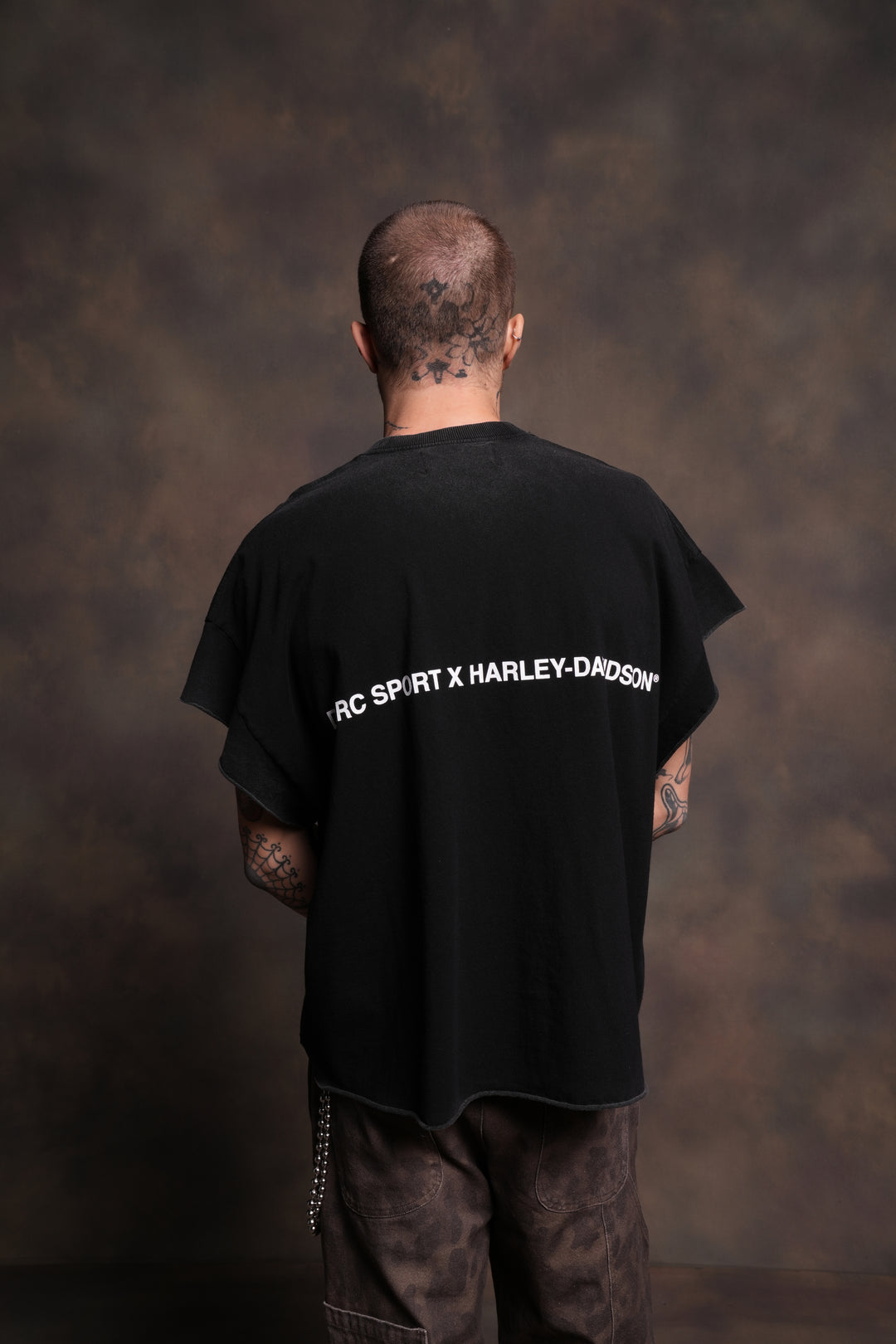 Born From Fire Grunge Cut-Off Tee in Black