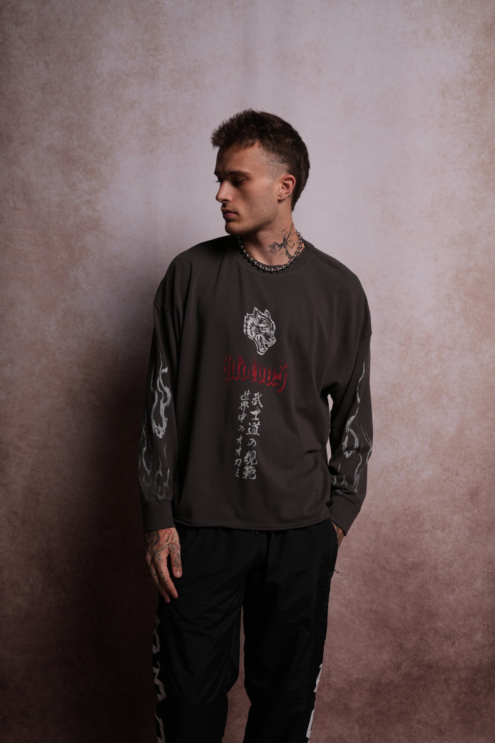 Darc Infernal "Premium" Box Cut L/S Tee in Wolf Gray