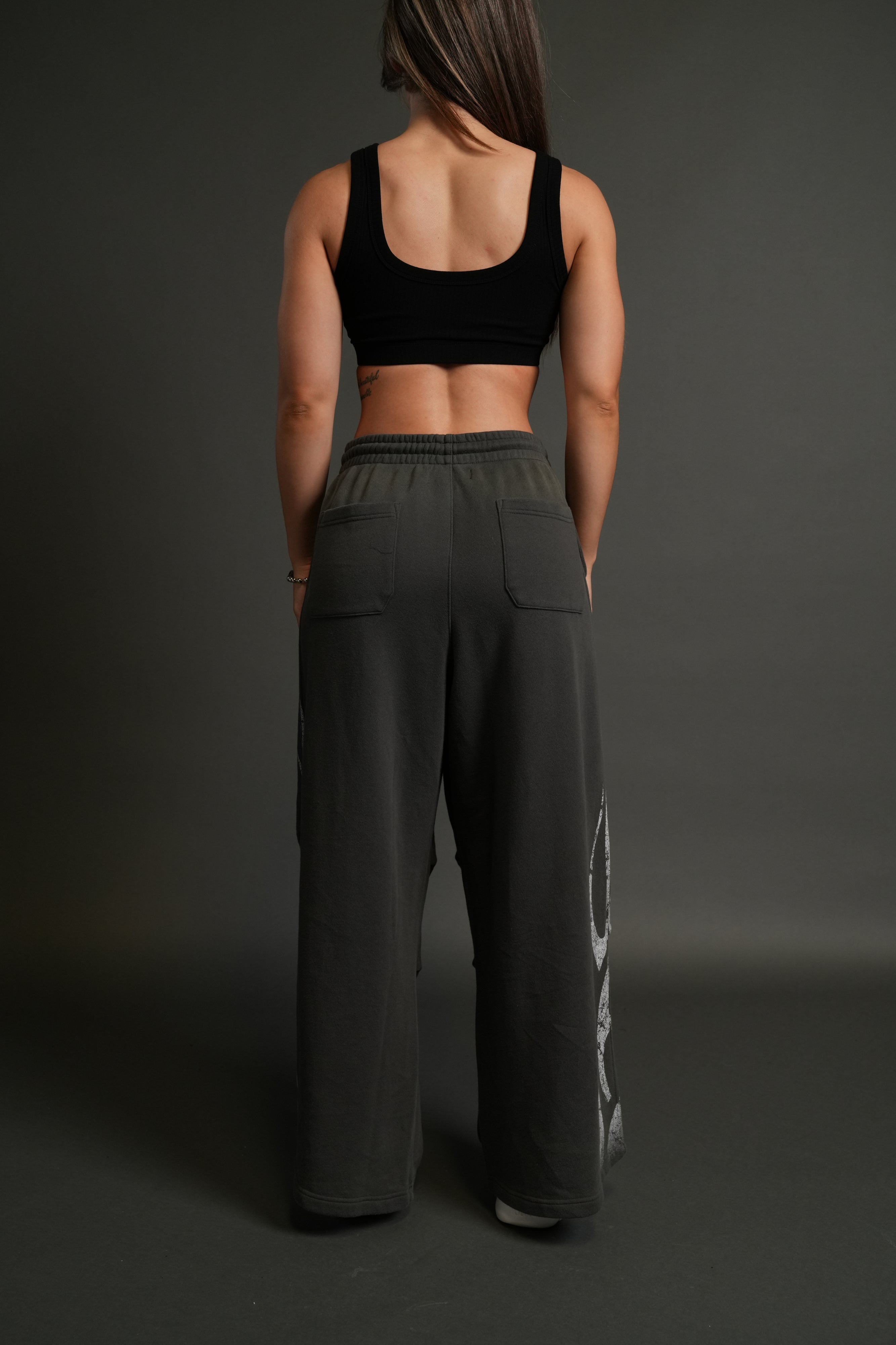 Finite Flame She Mia Cargo Sweat Pants in Wolf Gray Drift Wash