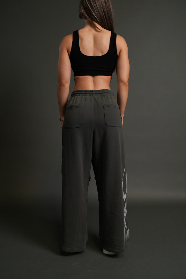 Finite Flame She Mia Cargo Sweat Pants in Wolf Gray Drift Wash
