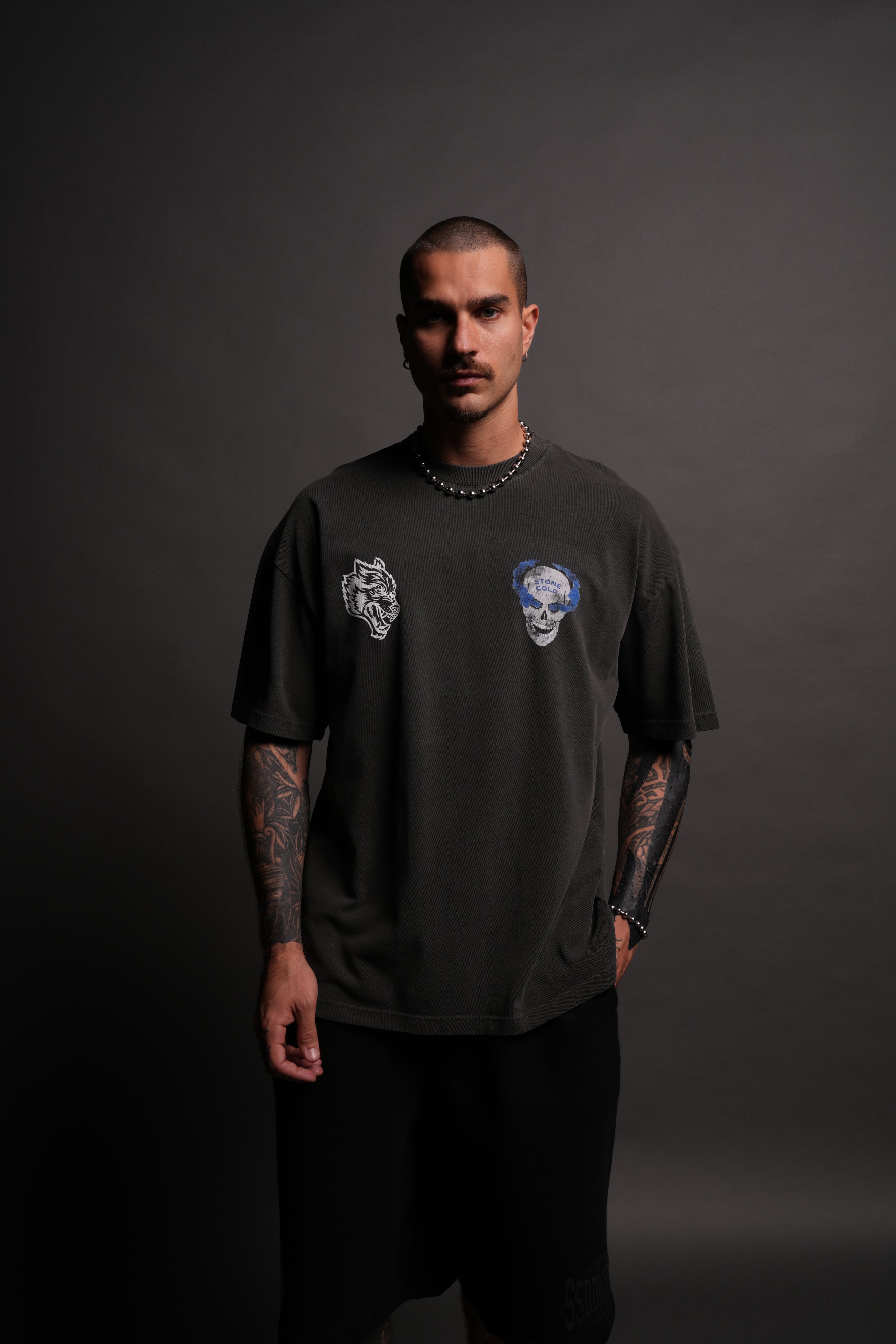 Stone Cold "Premium" Oversized Tee in Wolf Gray