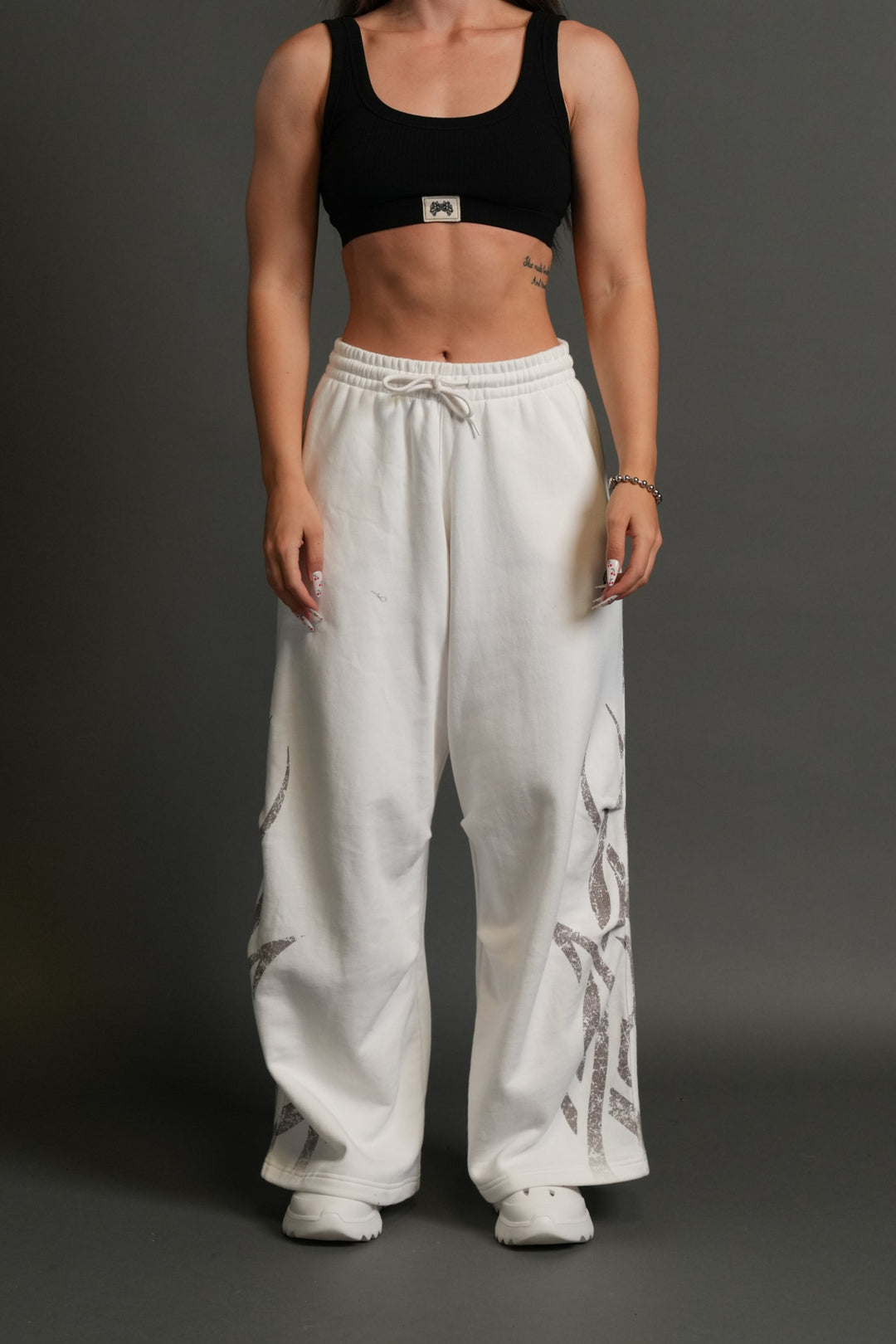 Finite Flame She Mia Cargo Sweat Pants in Cream