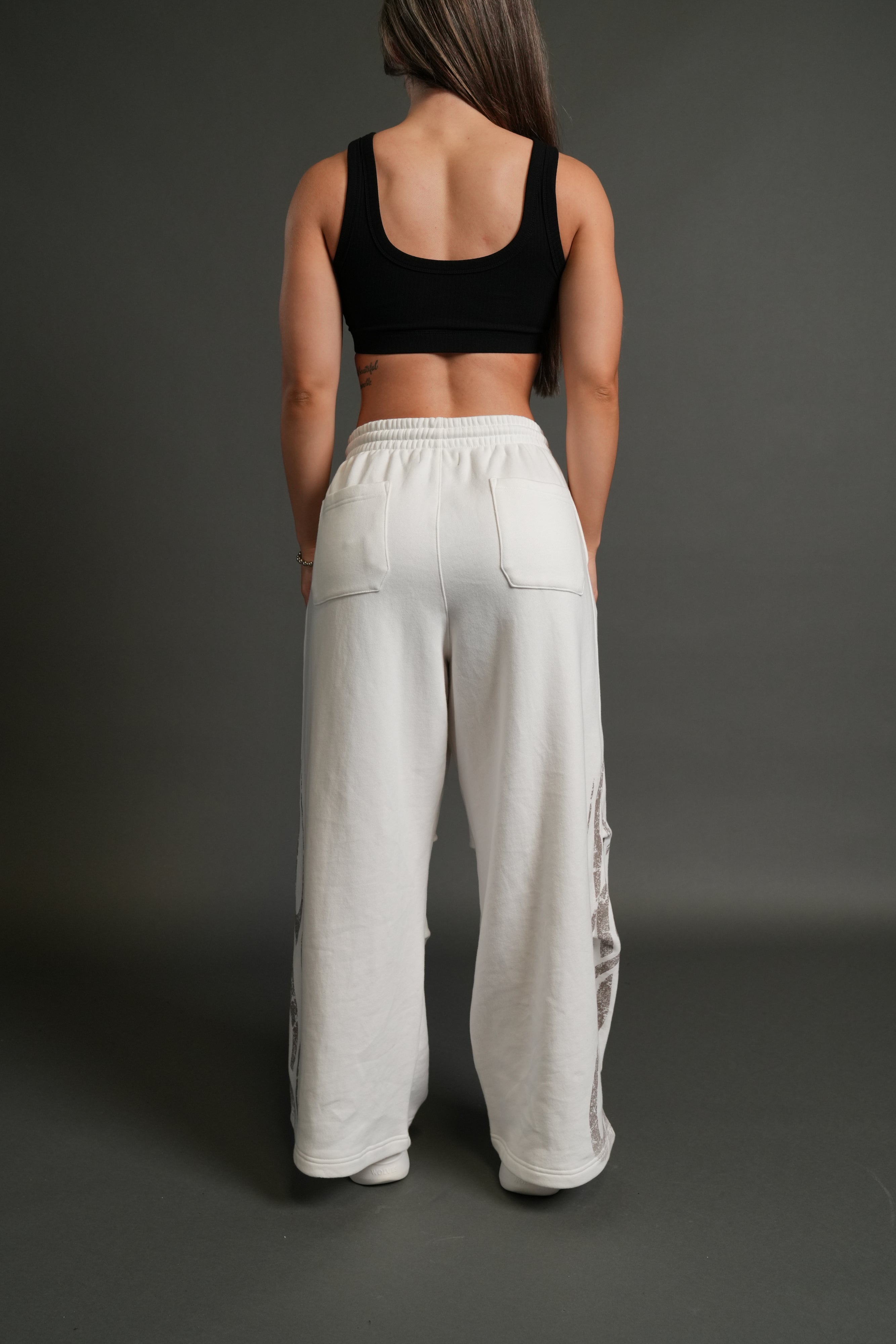 Finite Flame She Mia Cargo Sweat Pants in Cream