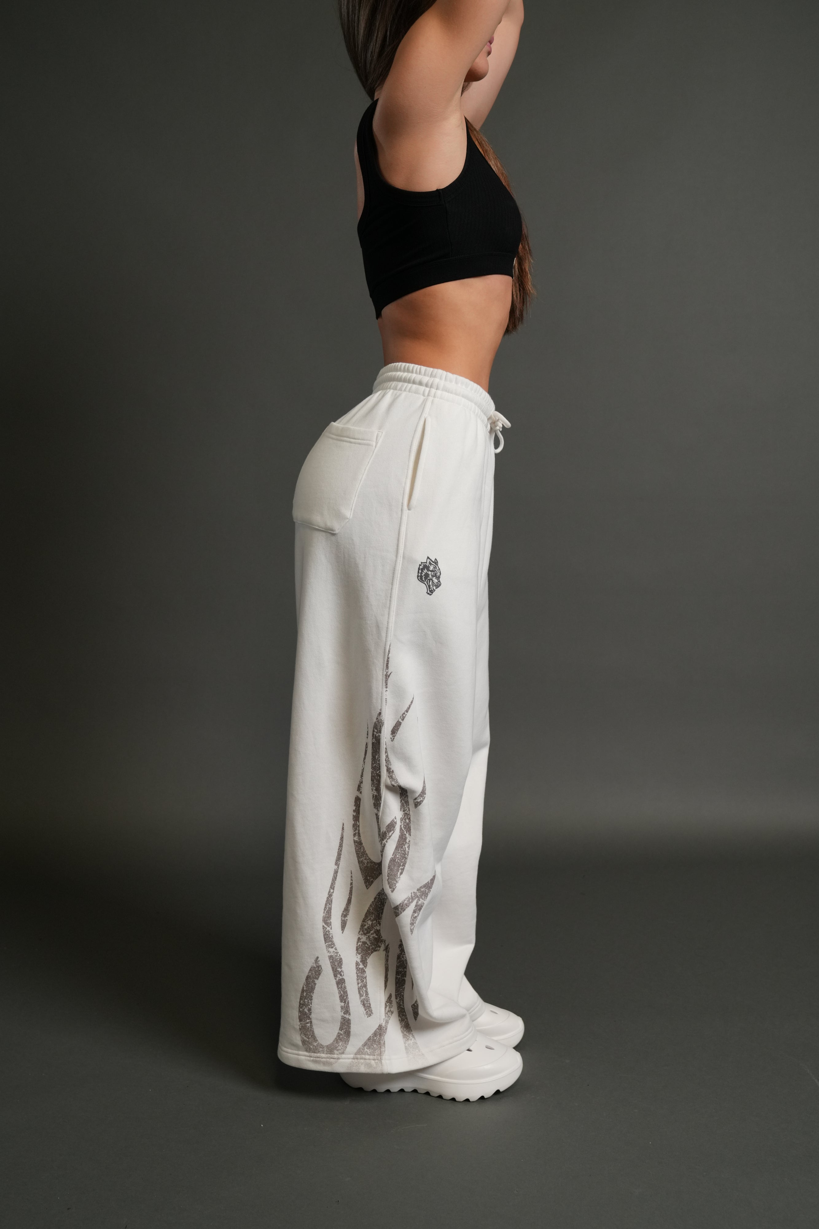 Finite Flame She Mia Cargo Sweat Pants in Cream