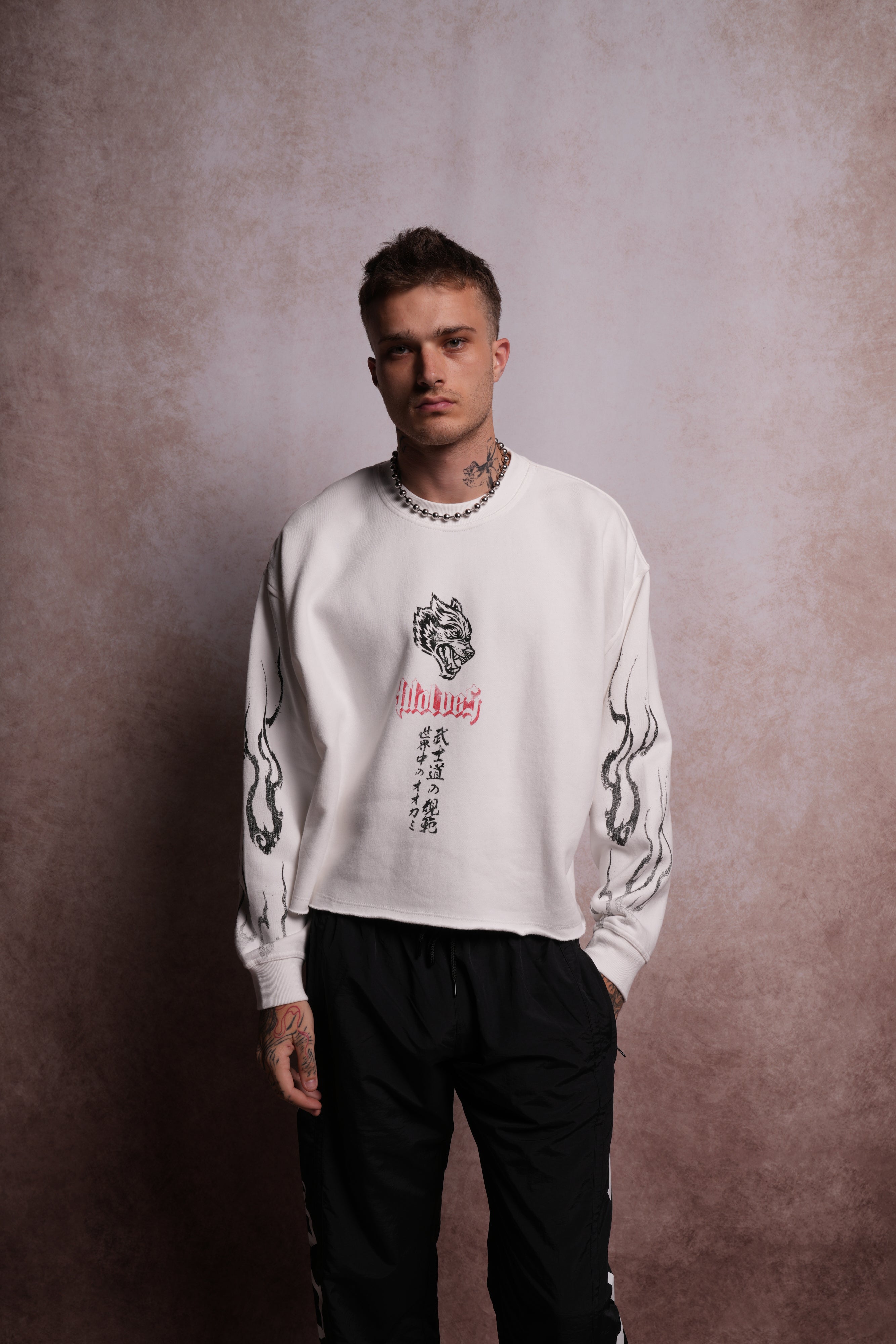 Darc Infernal Raw Hem "Box Cut" Crewneck in Cream