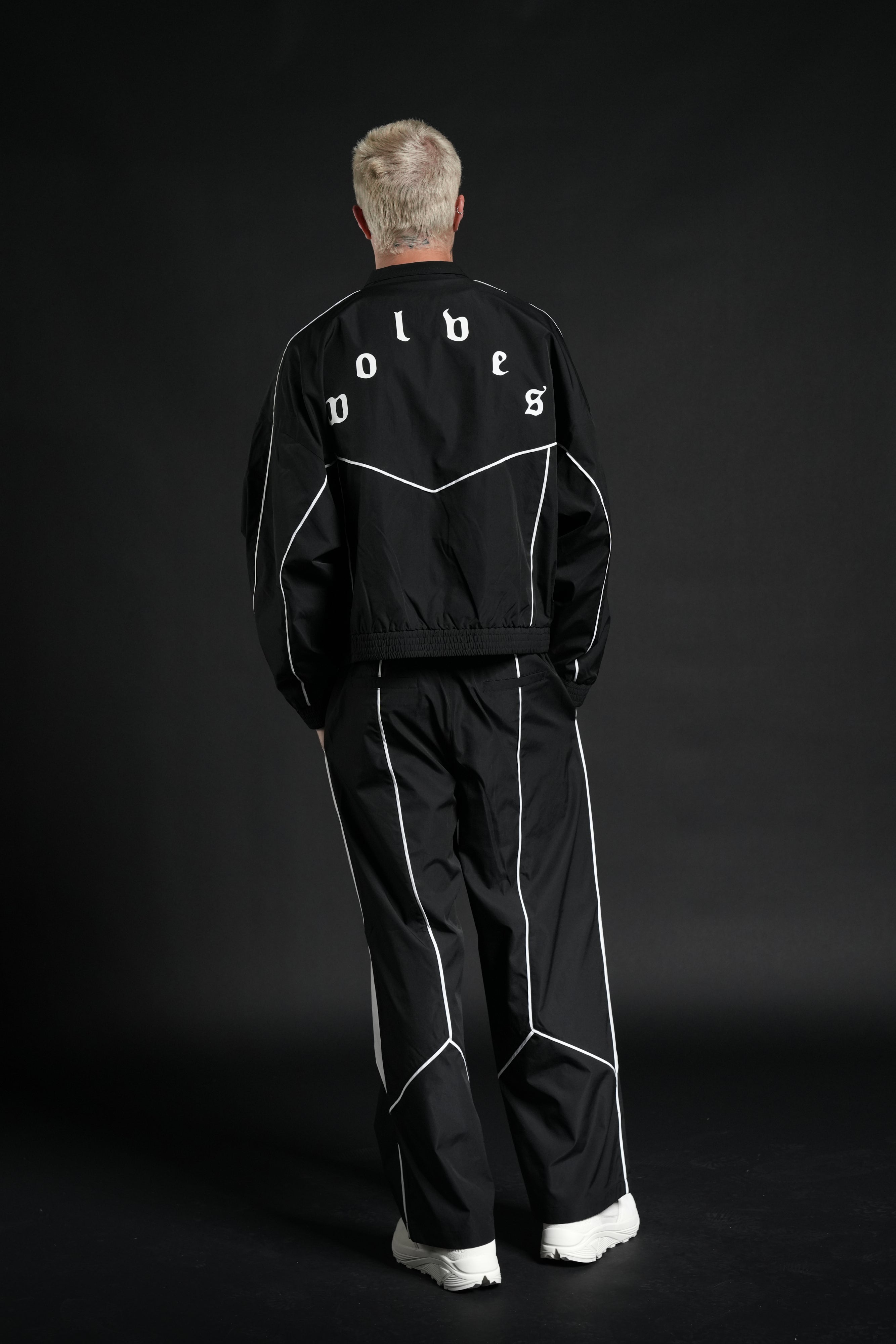Darc Sport Wolves Unisex Pyramid Quinn Track Jacket in Black/Sand