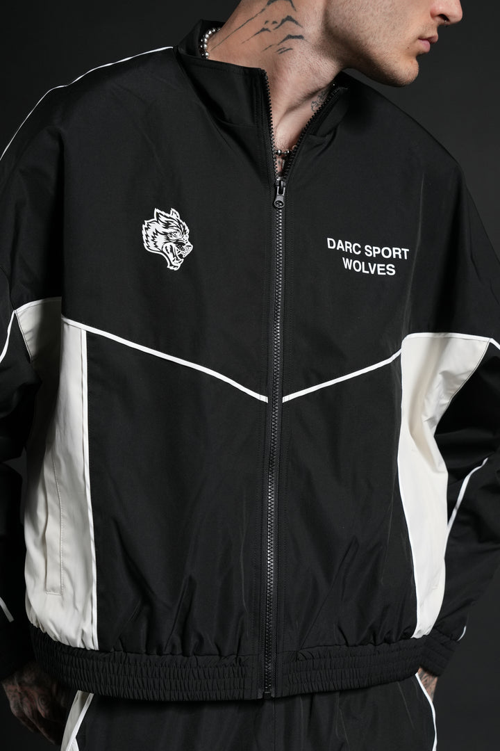 Darc Sport Wolves Unisex Pyramid Quinn Track Jacket in Black/Sand
