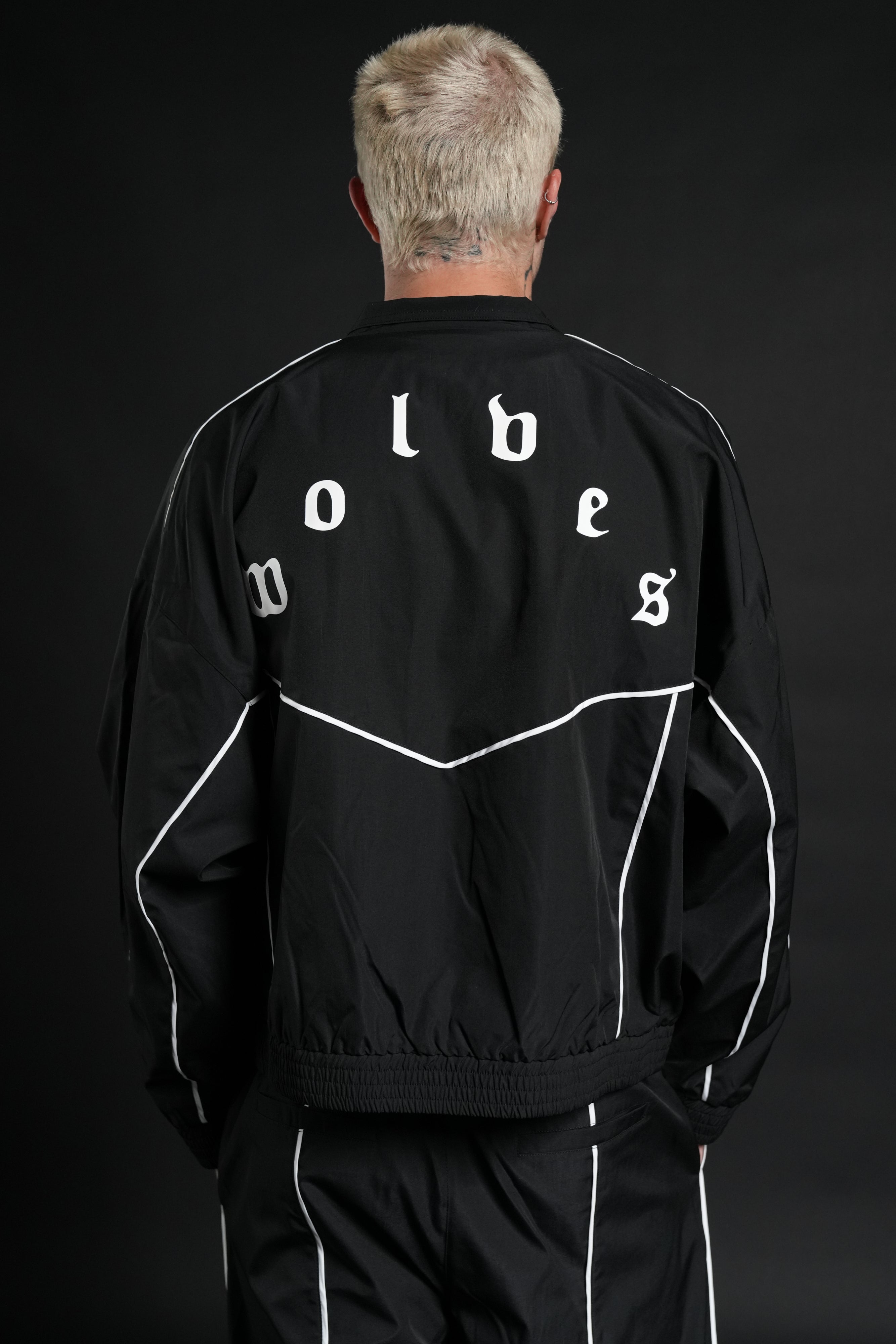 Darc Sport Wolves Unisex Pyramid Quinn Track Jacket in Black/Sand