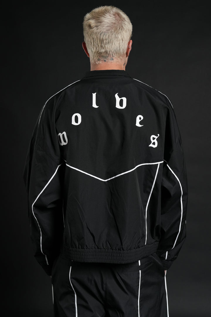 Darc Sport Wolves Unisex Pyramid Quinn Track Jacket in Black/Sand