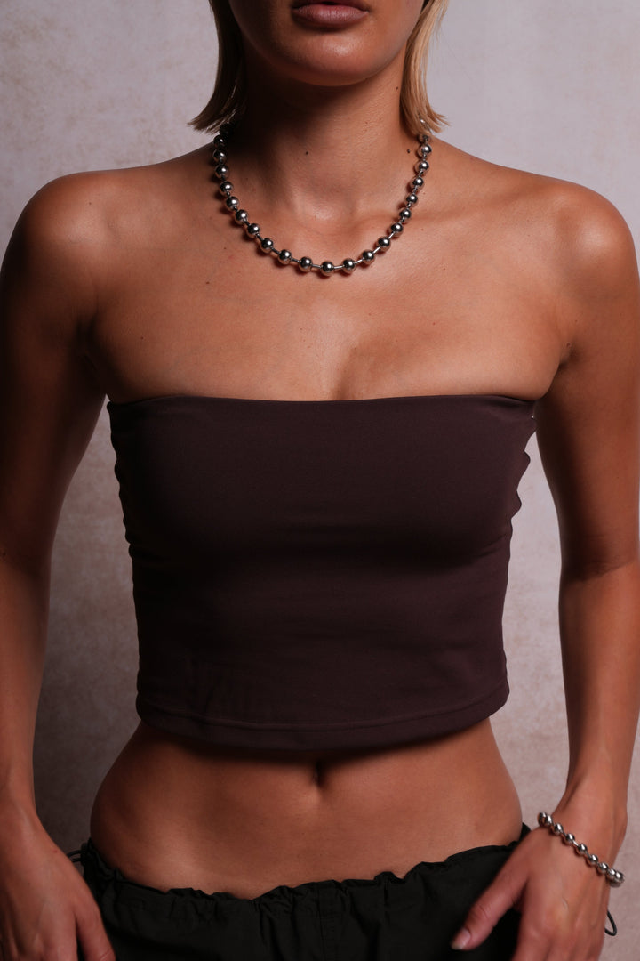 Single Wolf "Nova" Longline Bandeau Top in Darc Garnet