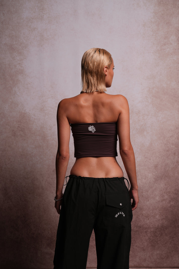Single Wolf "Nova" Longline Bandeau Top in Darc Garnet