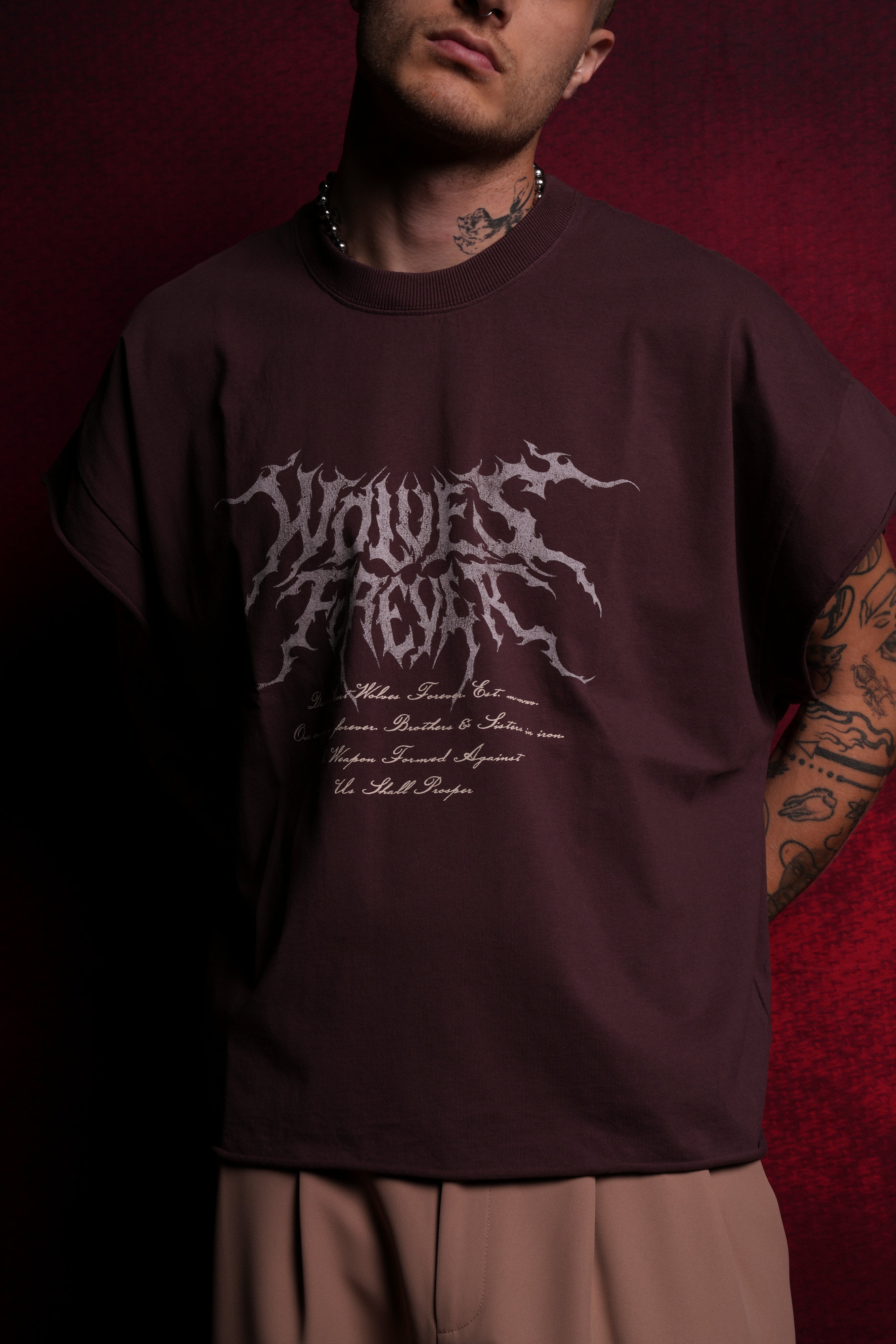 Darc Core "Grunge" Cut Off Tee in Darc Purple