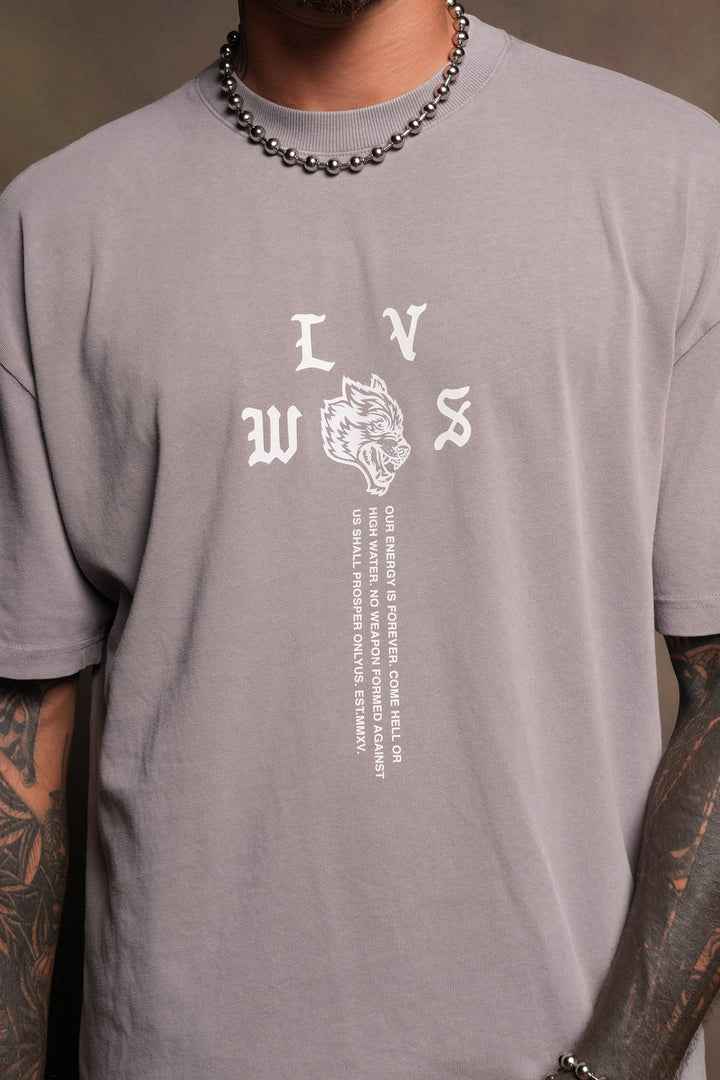 Dama De Las Rosas Premium Oversized Tee In Pale Gray