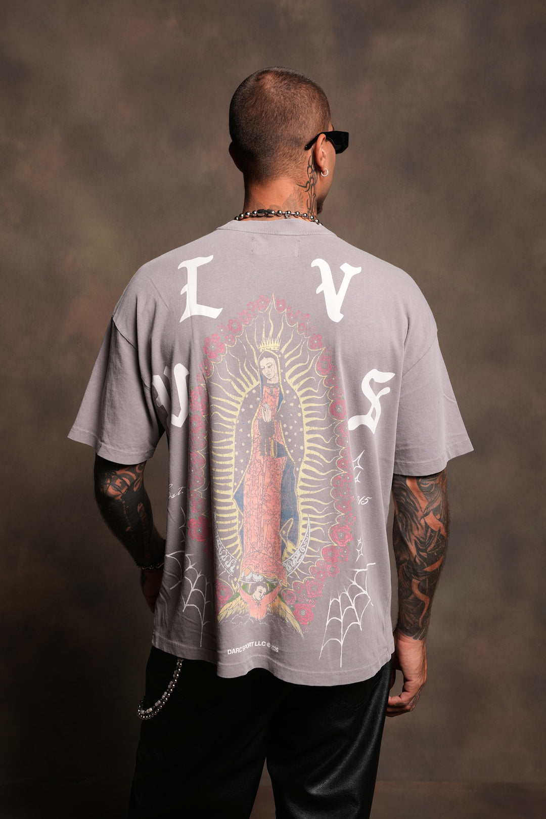Dama De Las Rosas Premium Oversized Tee In Pale Gray