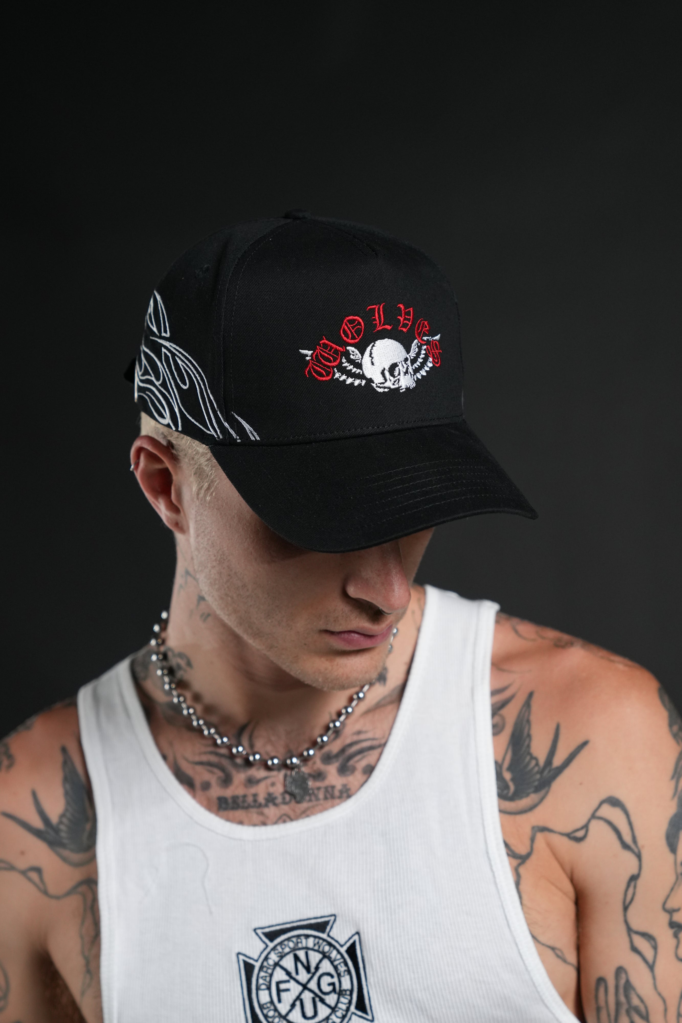 Twin Flame 5 Panel Hat in Black