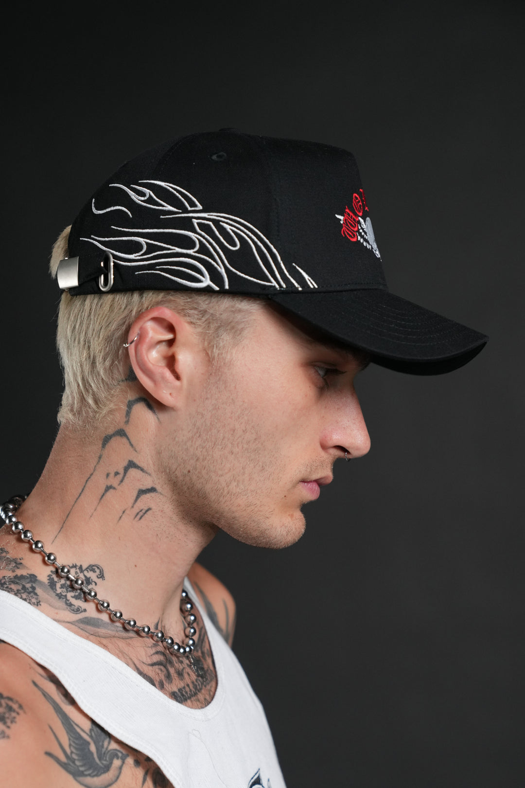 Twin Flame 5 Panel Hat in Black