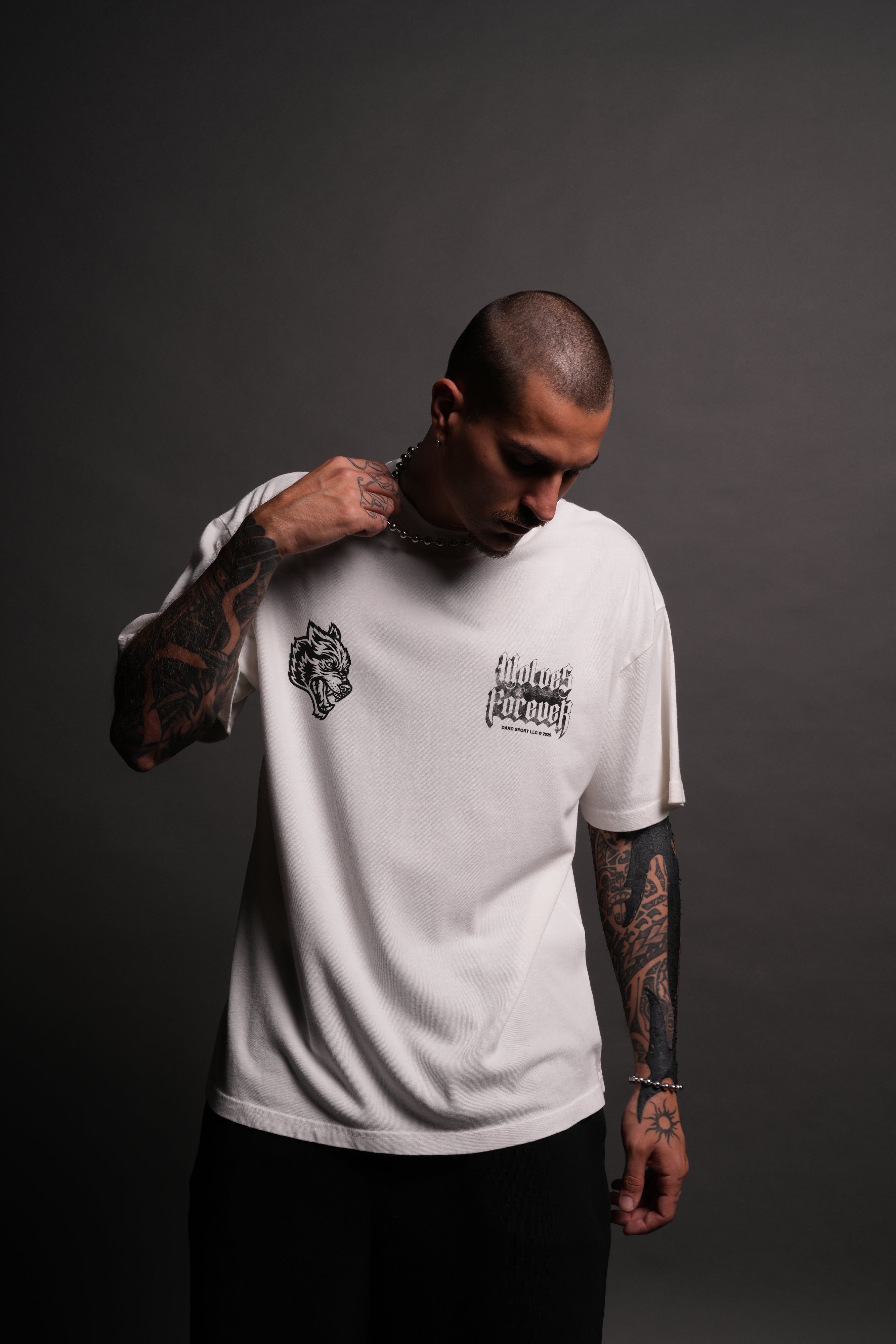 Death Wolf "Premium" Oversized Tee in Cream