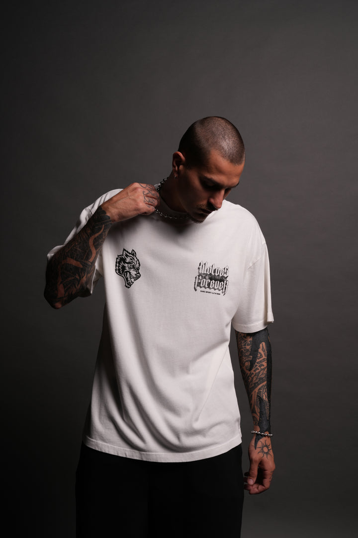 Death Wolf "Premium" Oversized Tee in Cream