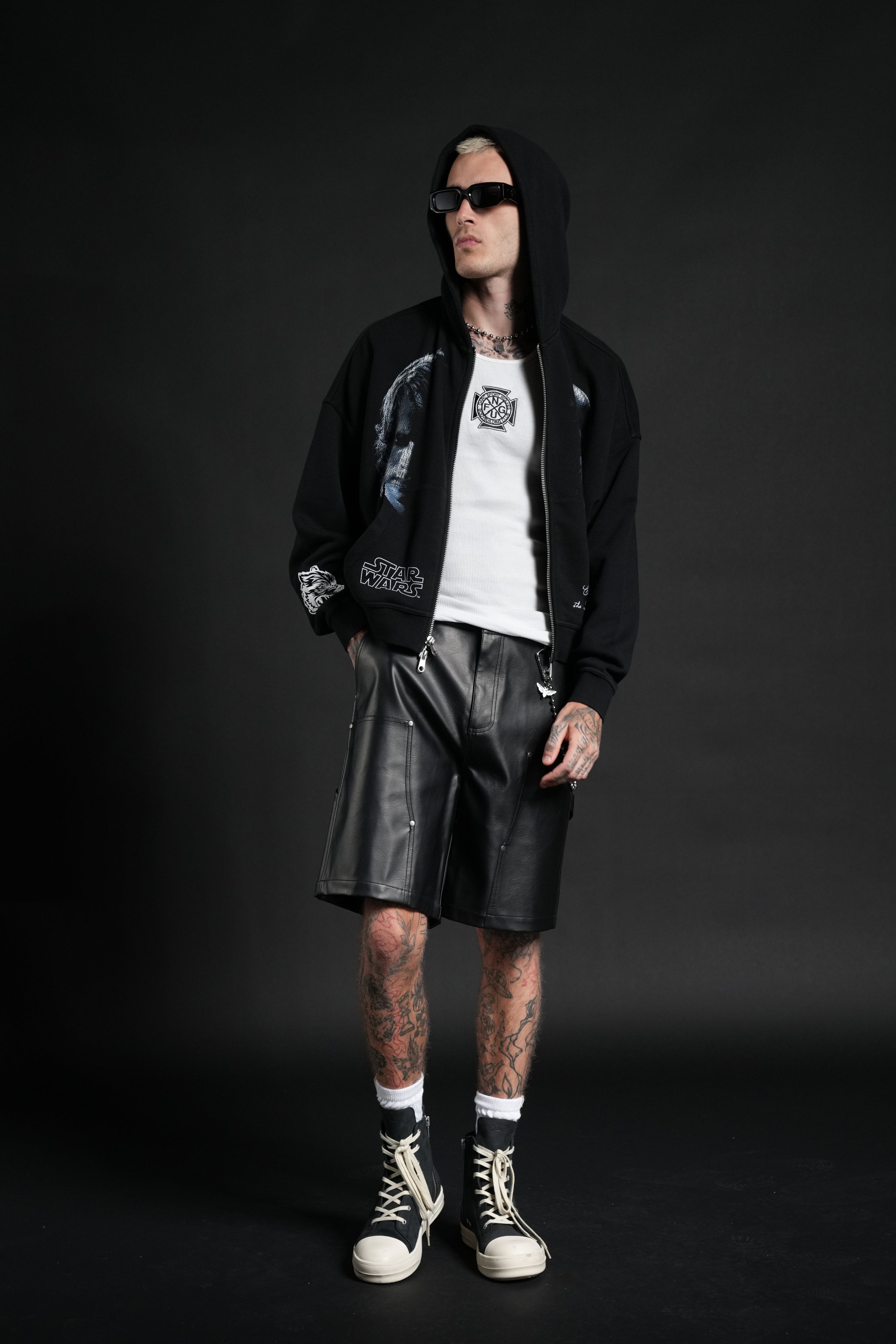 Side Of Power Vex Double Zip Hoodie in Black – DarcSport
