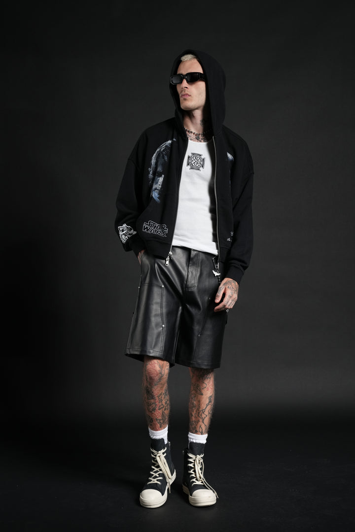 Side Of Power Vex Double Zip Hoodie in Black