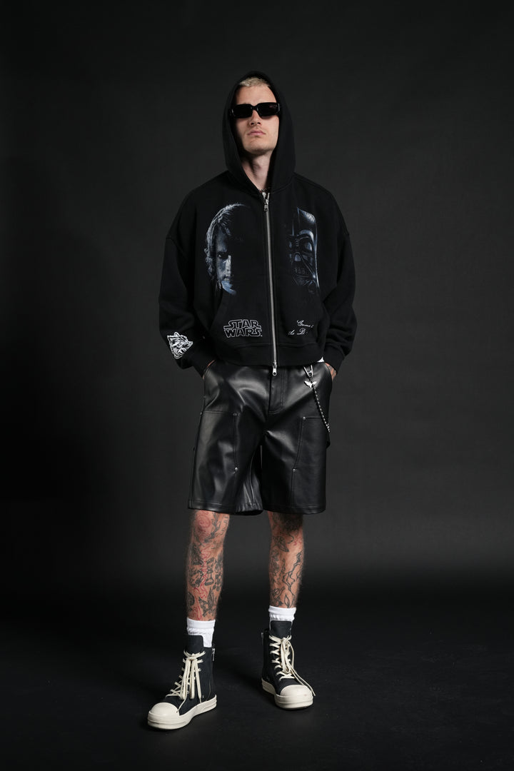 Side Of Power Vex Double Zip Hoodie in Black