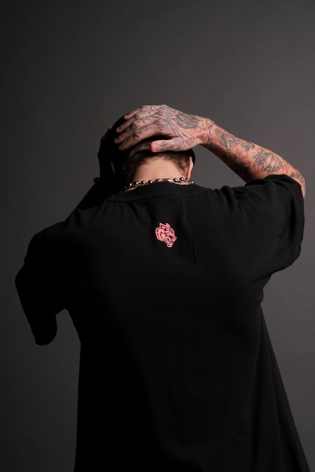 Powerhouse Of The Wolves V2"Premium" Oversized Tee in Black/Neon Pink