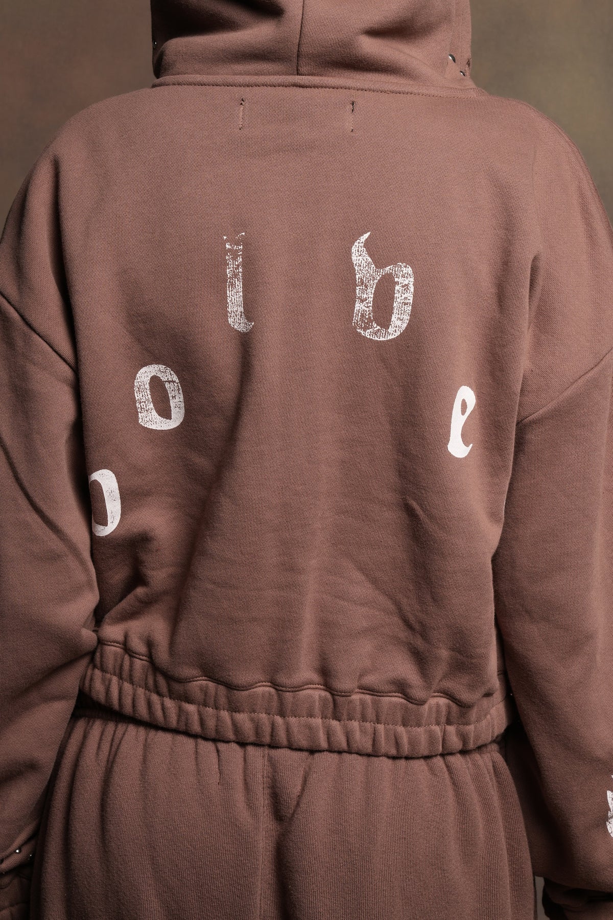 Stud Lobo Chambers Cropped Zip Hoodie In Mojave Brown