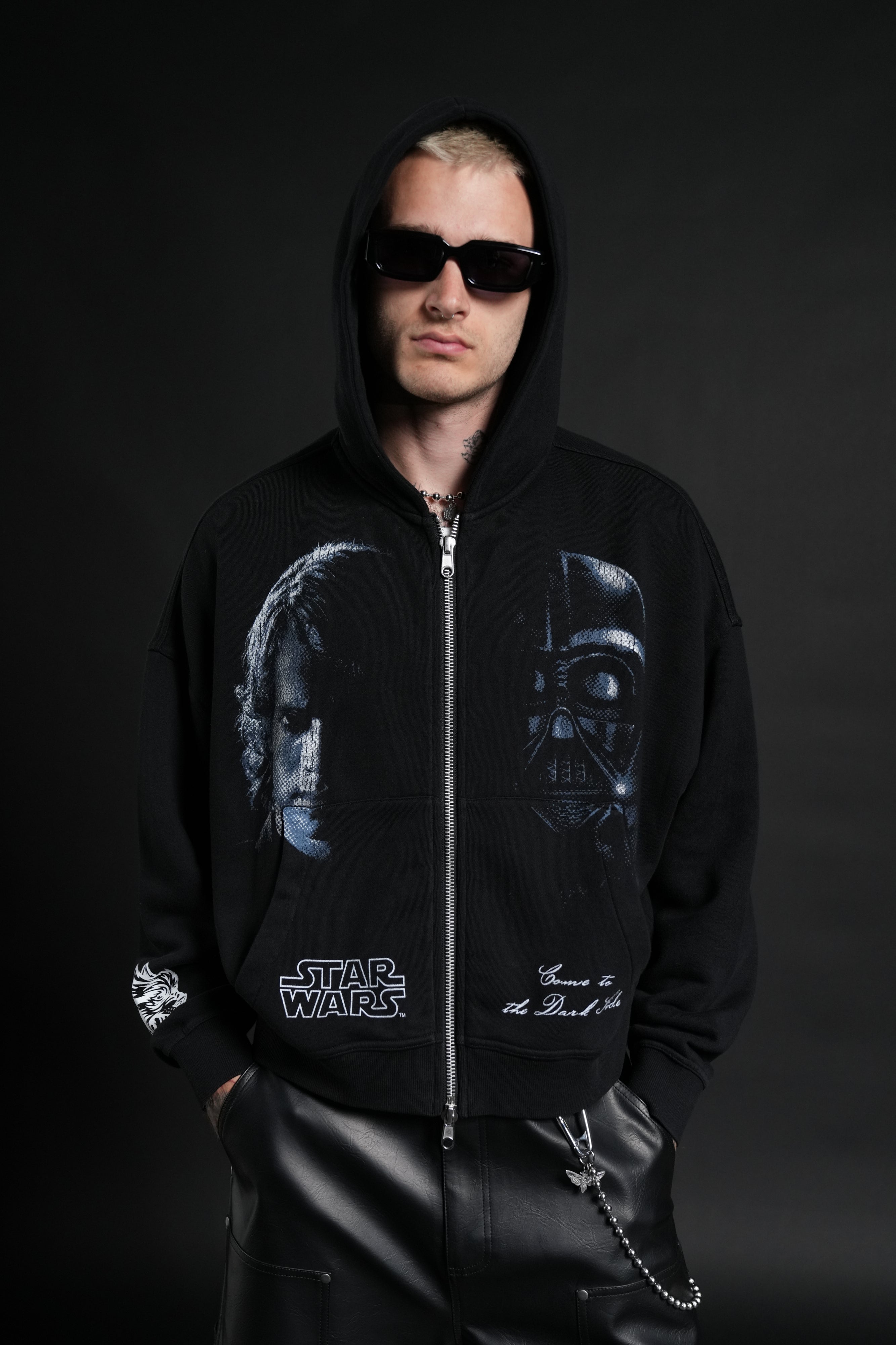 Side Of Power Vex Double Zip Hoodie in Black – DarcSport