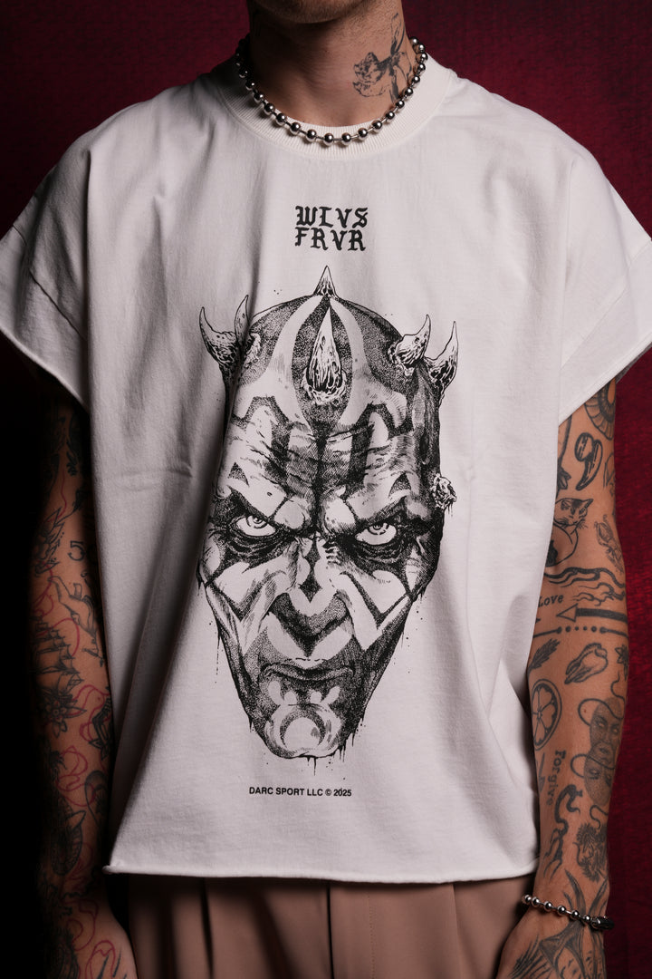 Dark Apprentice "Grunge" Cut Off Tee in Cream