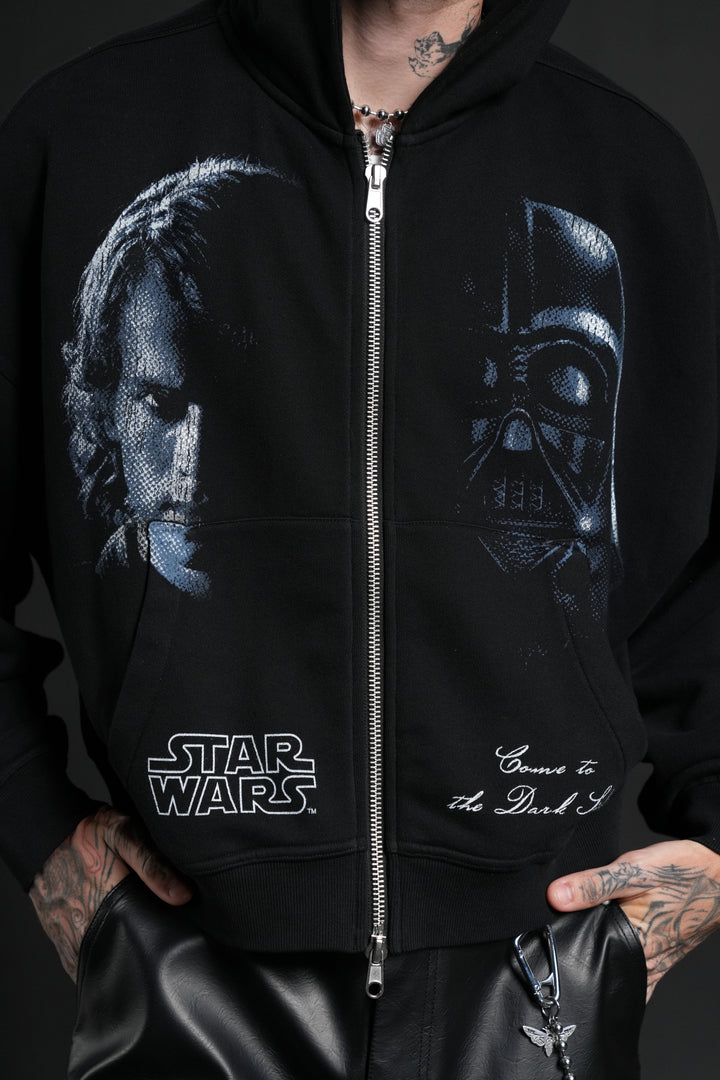 Side Of Power Vex Double Zip Hoodie in Black