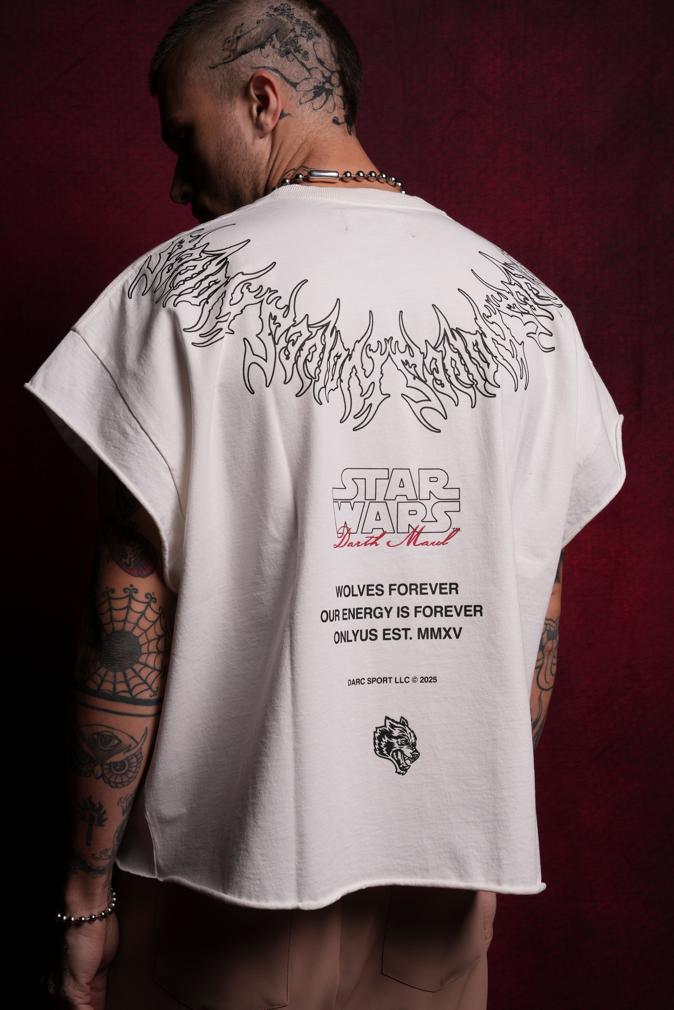 Dark Apprentice "Grunge" Cut Off Tee in Cream