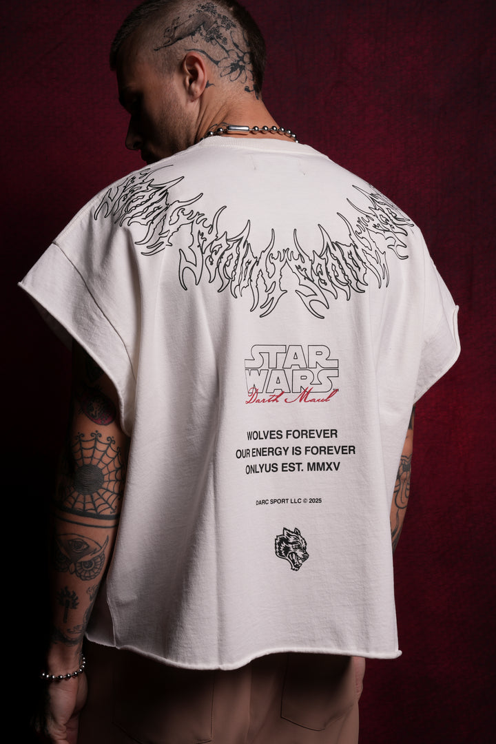 Dark Apprentice "Grunge" Cut Off Tee in Cream