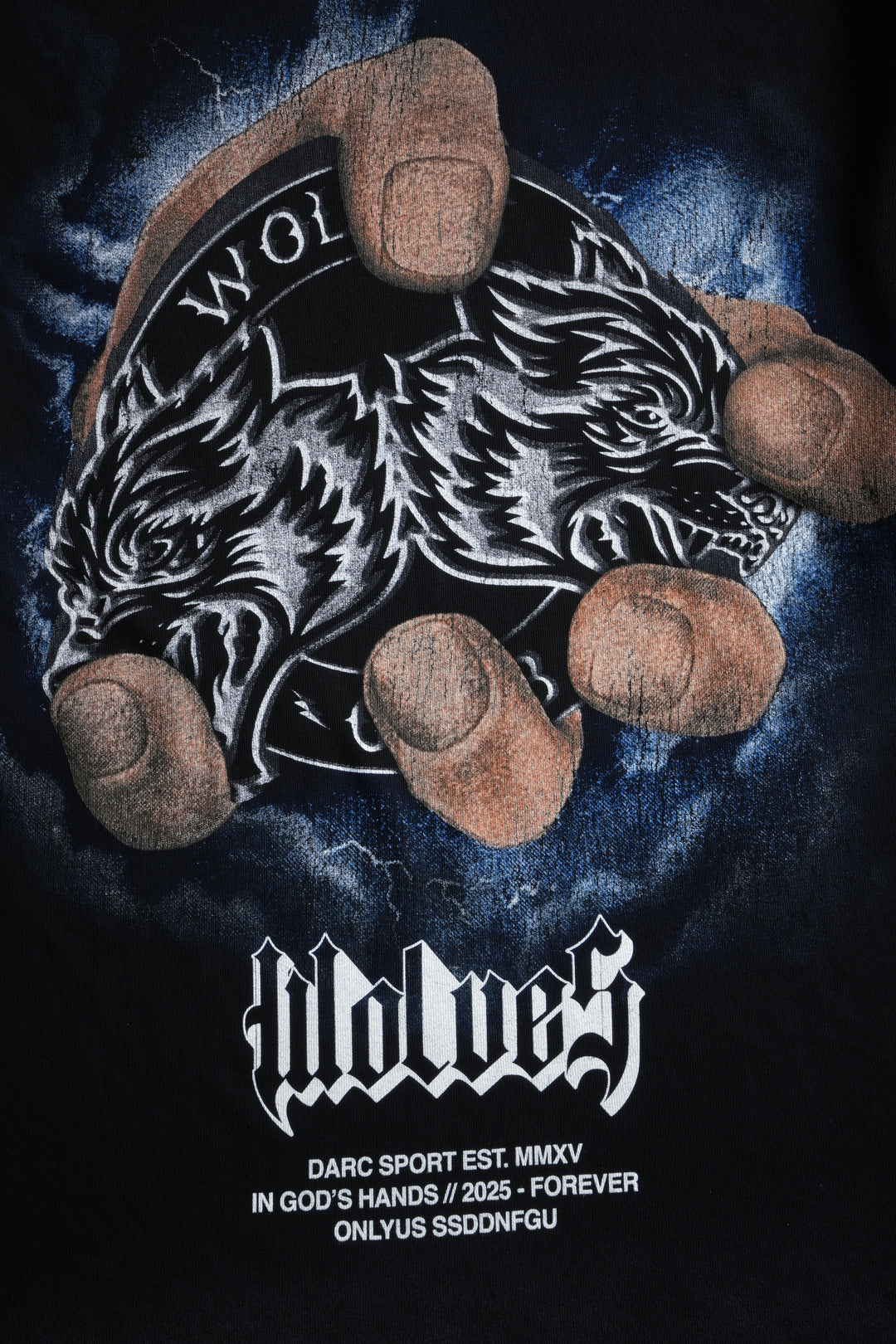 In God's Hands "Premium" Oversized Tee in Black Drift Wash