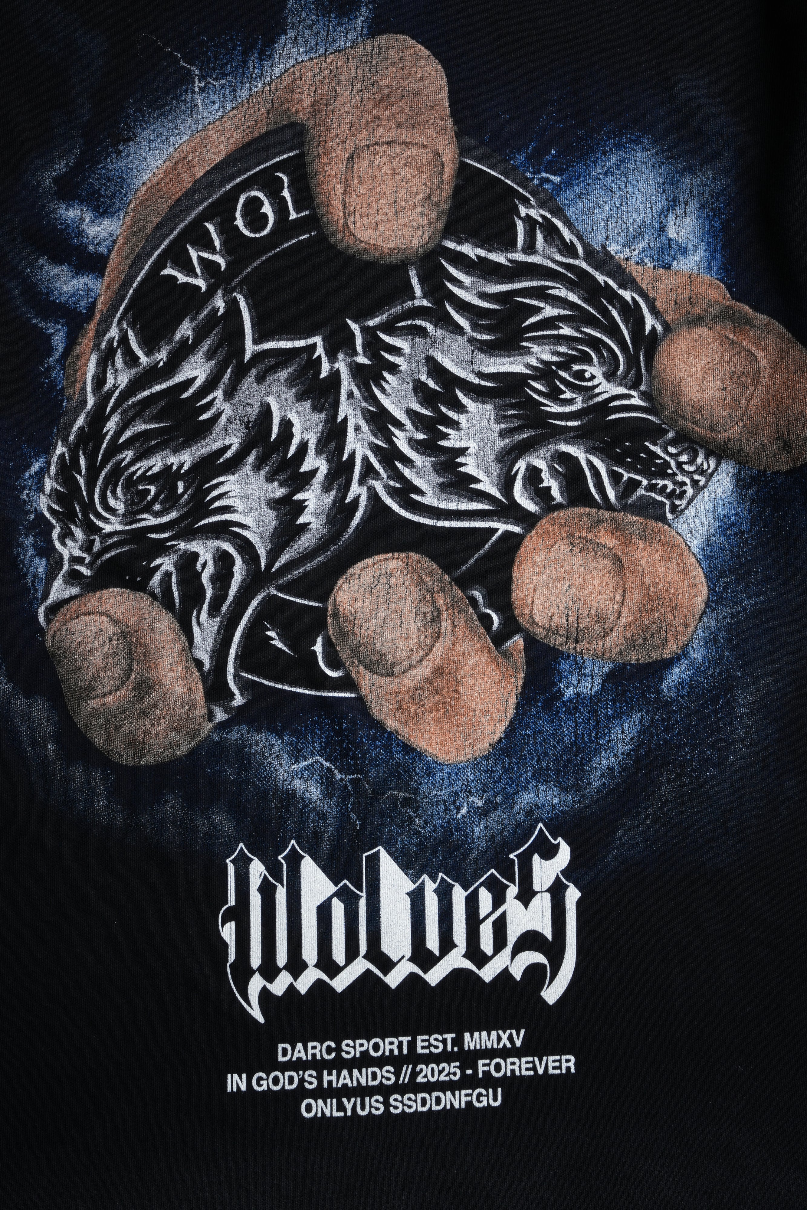 In God's Hands "Premium" Oversized Tee in Black Drift Wash