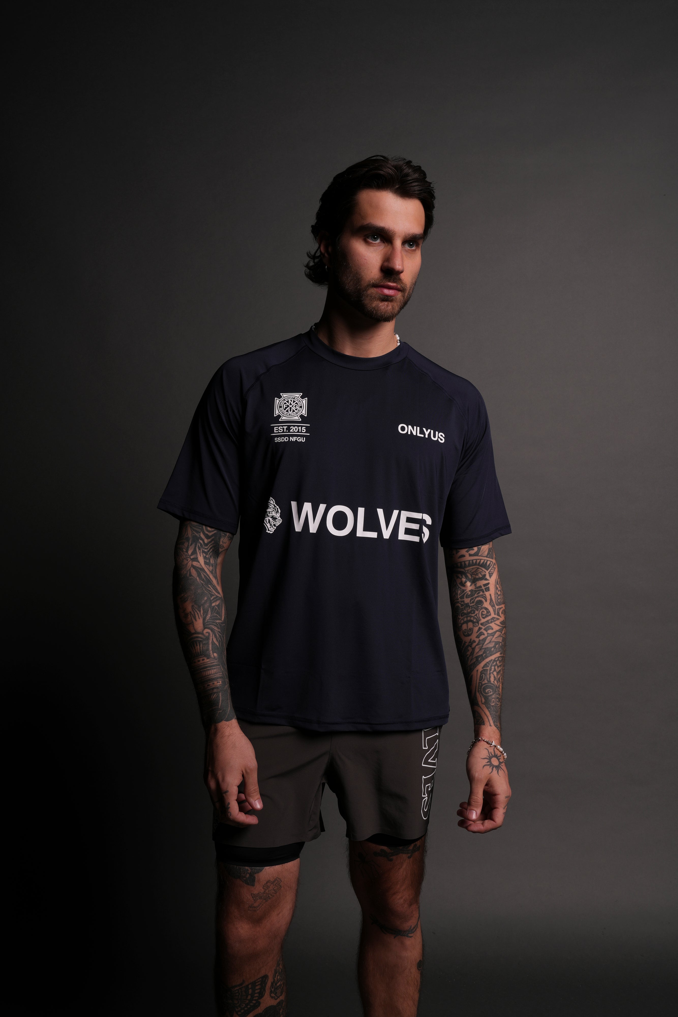 Always Stay True "Dry Wolf" S/S Raglan Tee in Navy