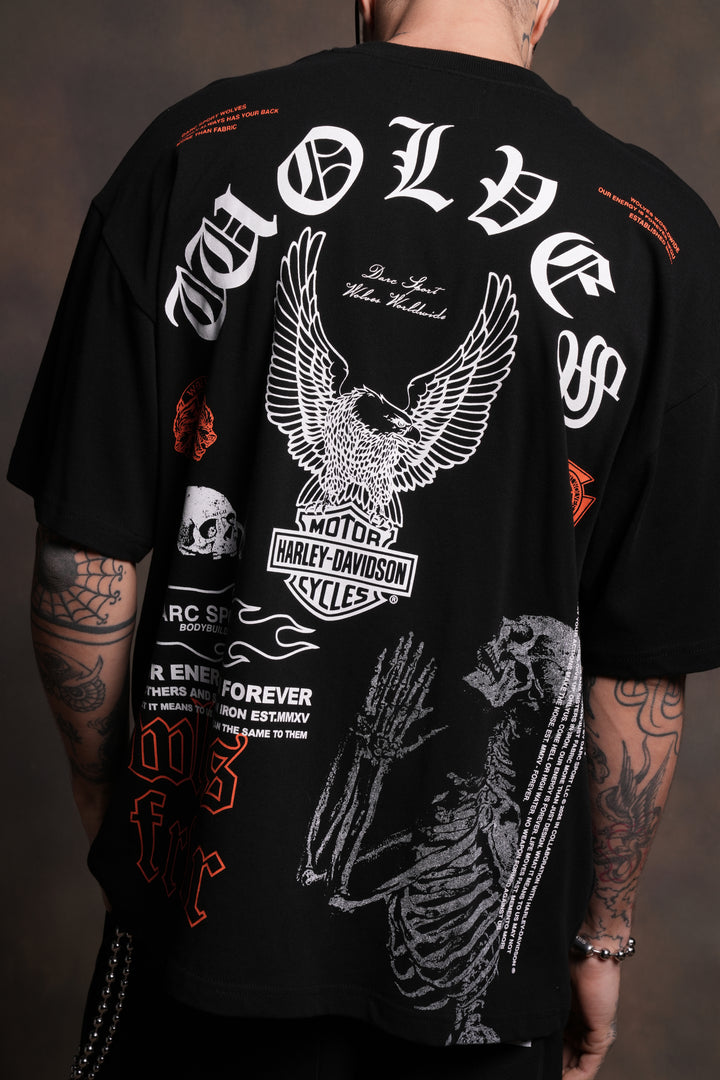 The Eagle & The Wolf "Premium" Oversized Tee in Black
