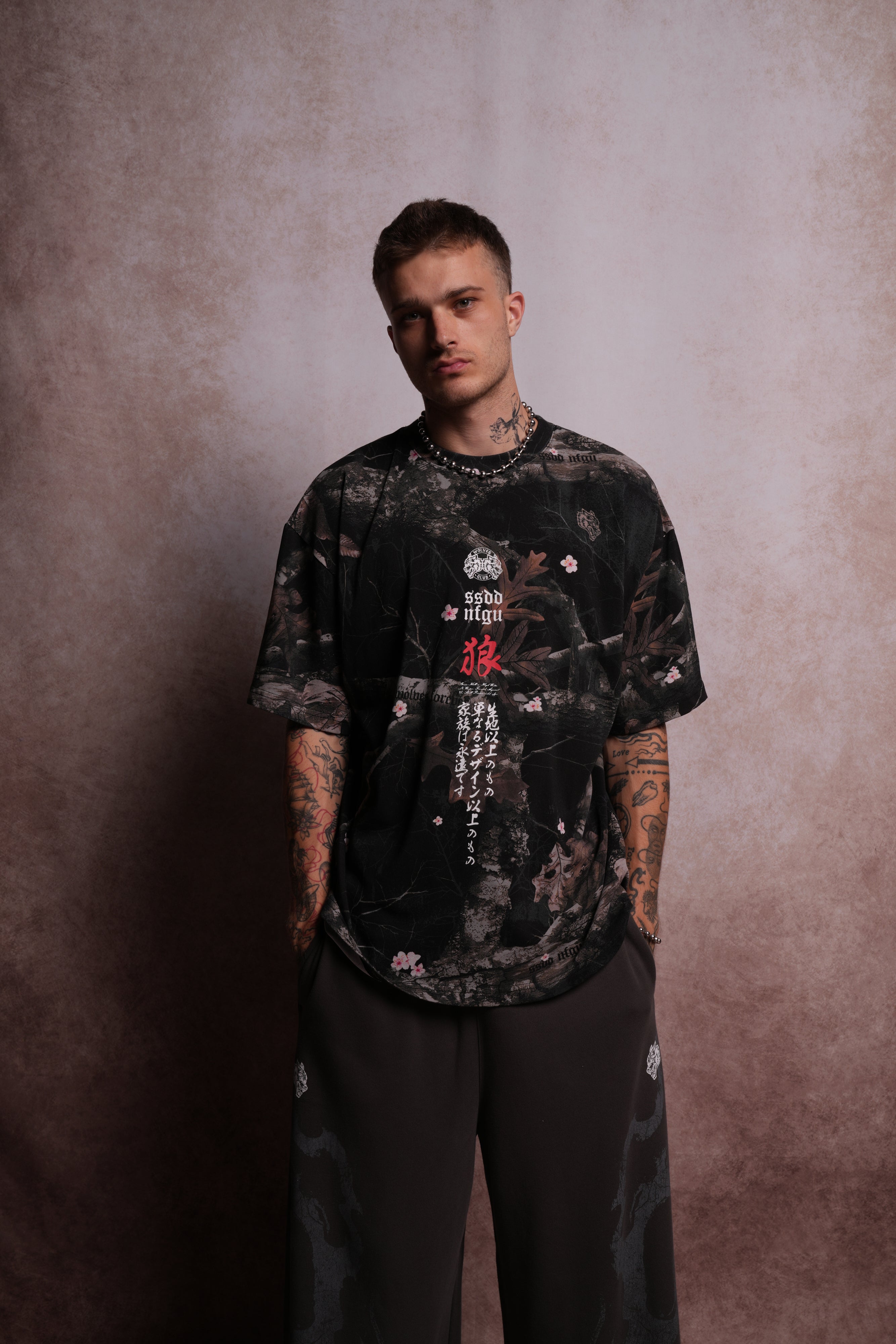 Wolves Code "Premium" Oversized Tee in Darc Blossom Woodland Camo