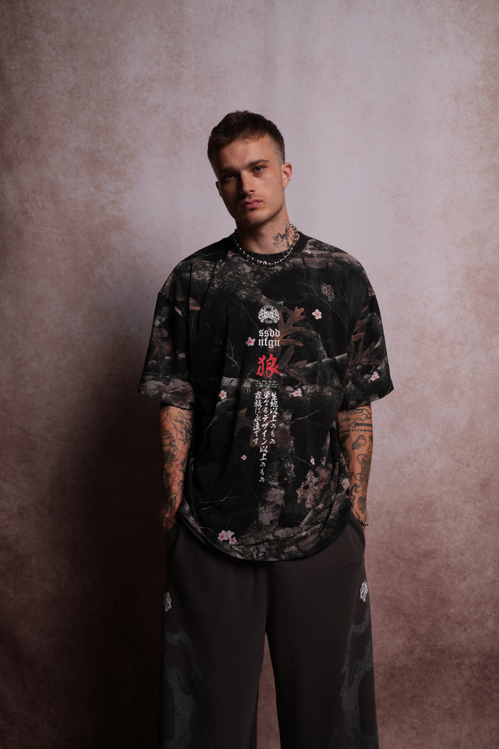 Wolves Code "Premium" Oversized Tee in Darc Blossom Woodland Camo