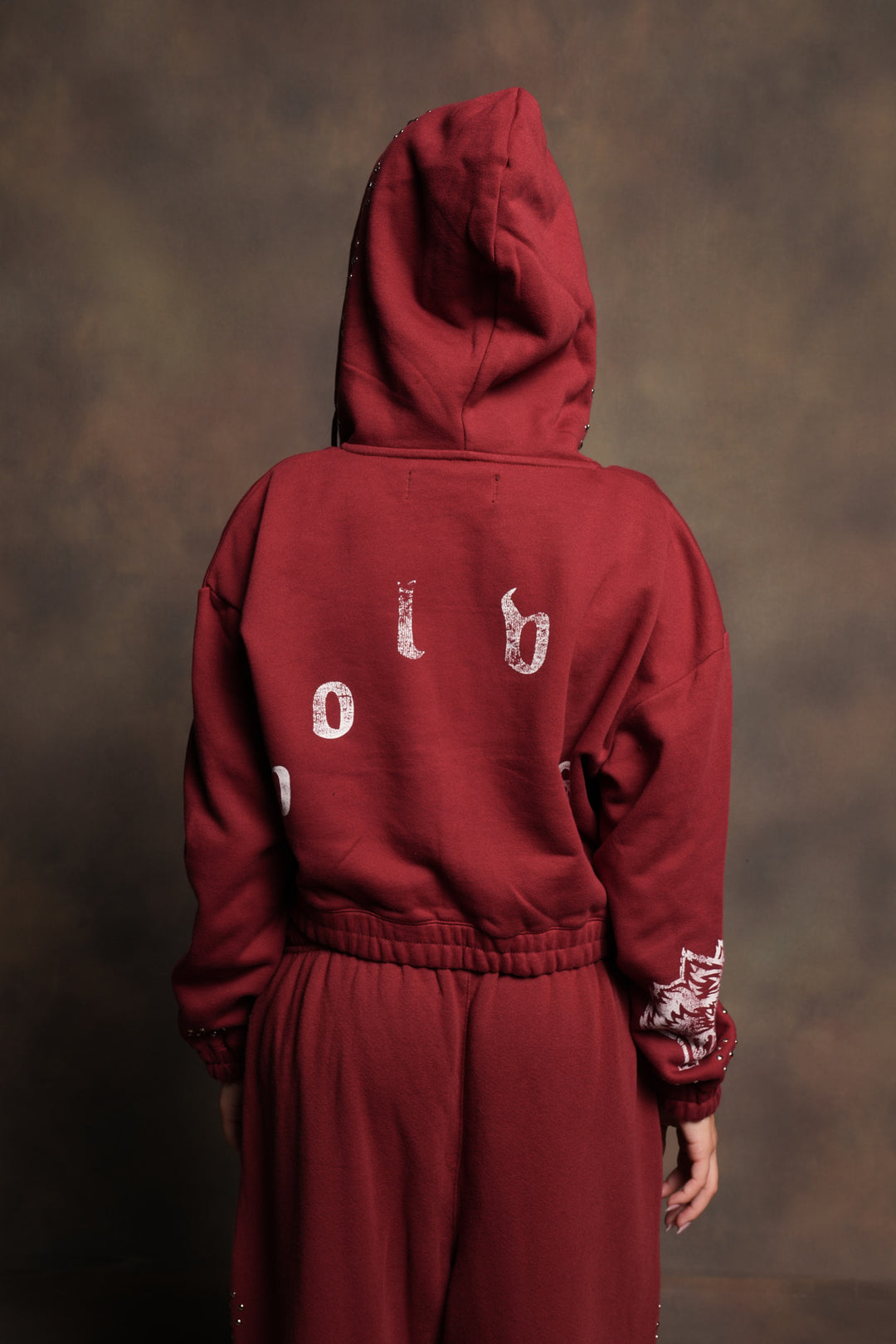 Stud Lobo Chambers Cropped Zip Hoodie In Cherry Red