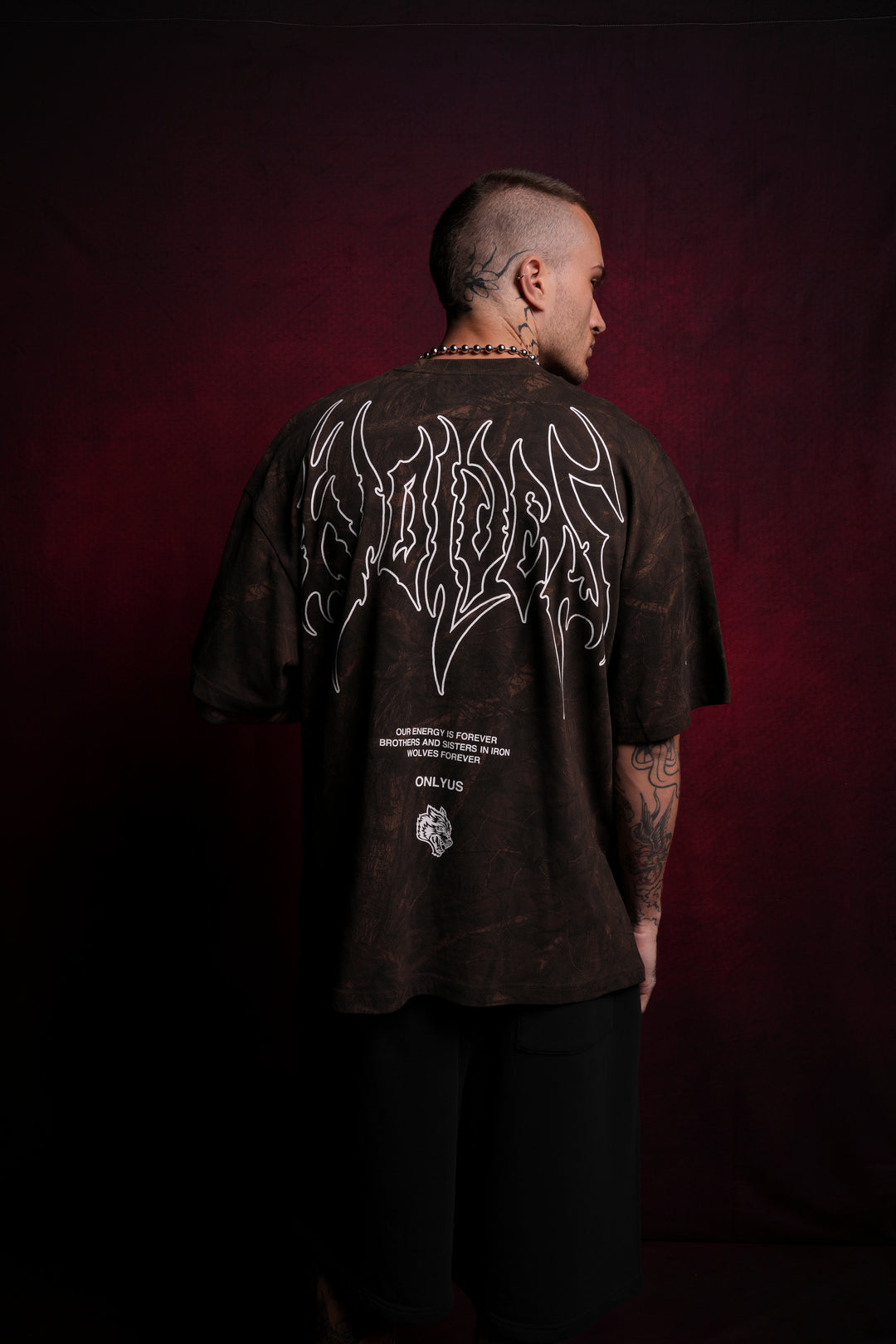 Origin Hesh "Premium" Oversized Tee in Brown Driftwood Forest Camo