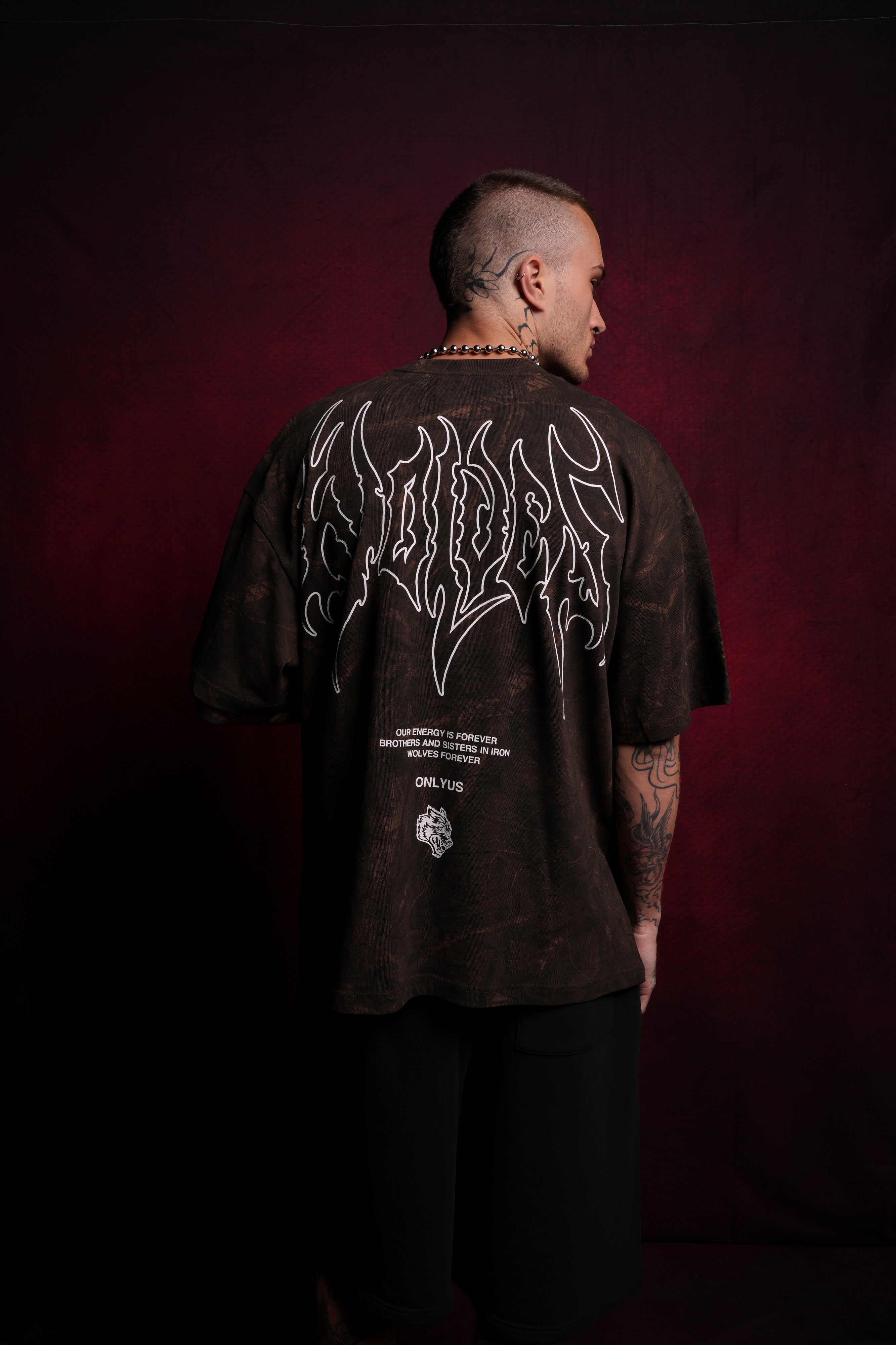 Origin Hesh "Premium" Oversized Tee in Brown Driftwood Forest Camo