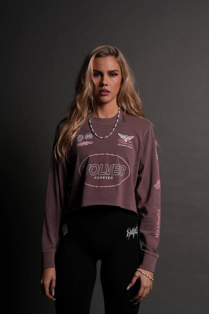 Live Fast V3 "Premium" (LS Cropped) Tee in Mauve