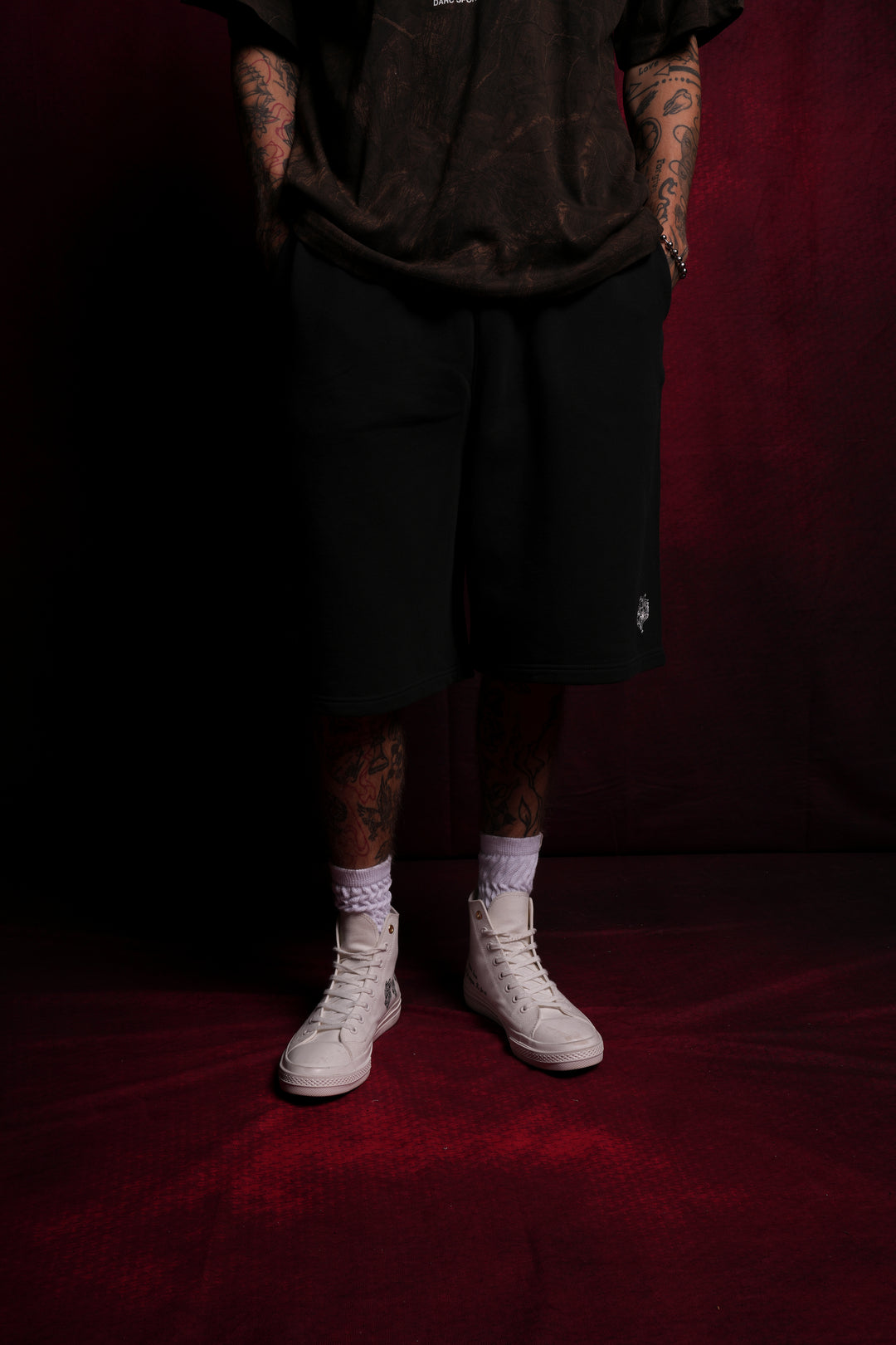 Dual Oversized Osiris Sweat Shorts in Black