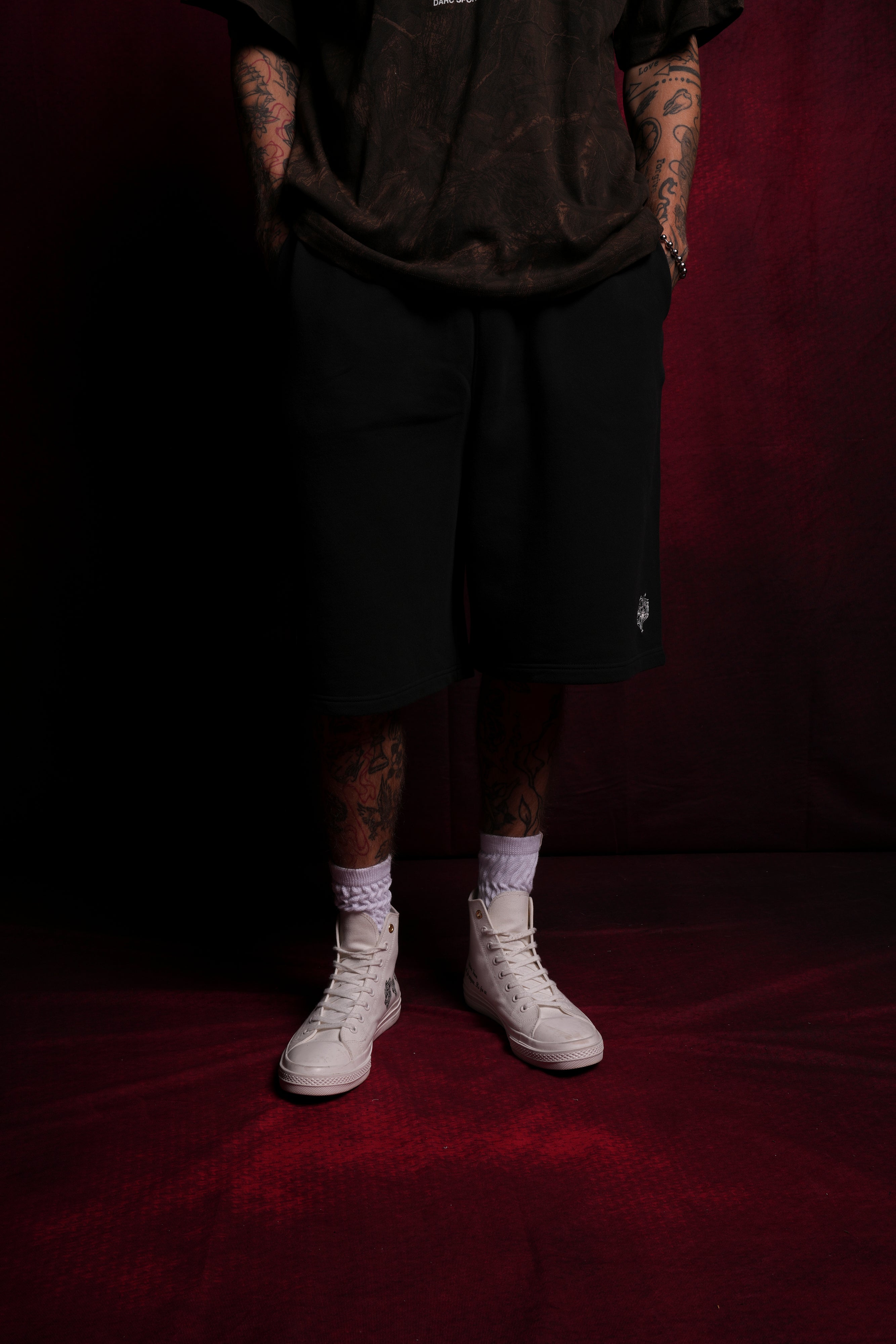 Dual Oversized Osiris Sweat Shorts in Black