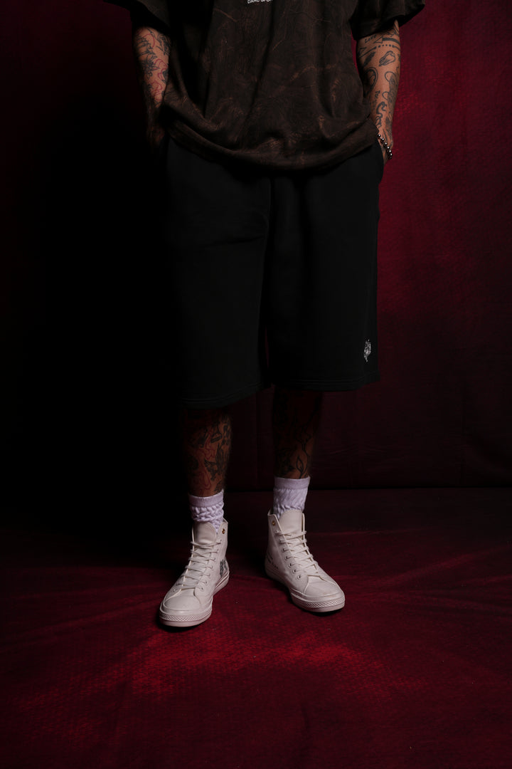Dual Oversized Osiris Sweat Shorts in Black